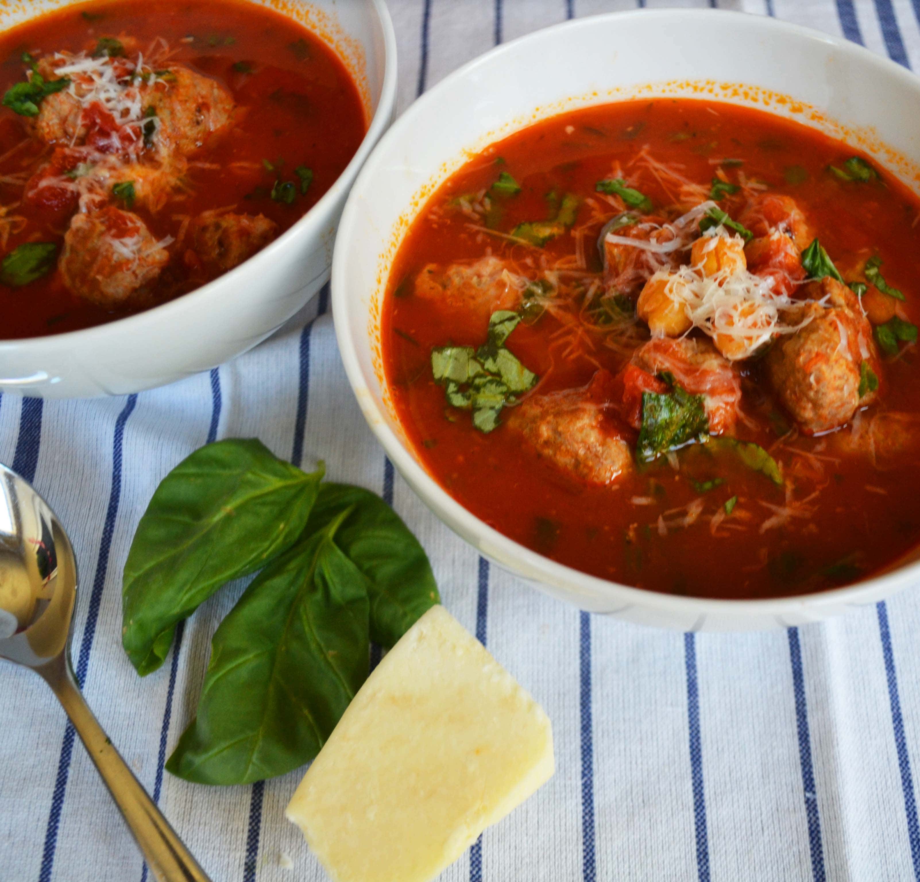 Taste of Italy Healthy Meatball Soup by Modern Honey - www.modernhoney.com