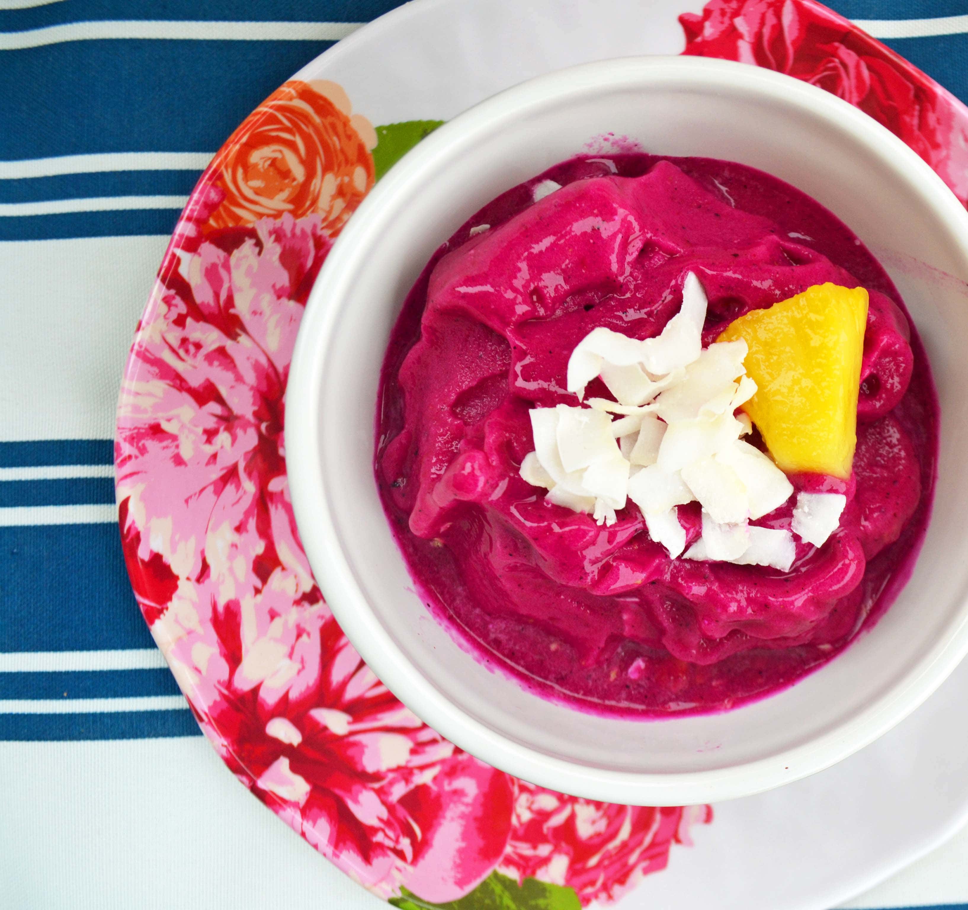 Dragon fruit (pitaya) smoothie bowls are a creamy frozen blend of tropical fruits topped with granolas, seeds, and other toppings that will give you healthy energy throughout the day. 