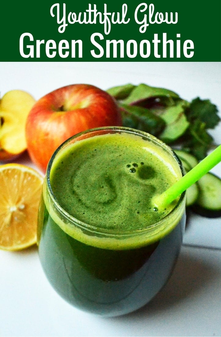 Youthful Glow Green Smoothie. A healthy green smoothie full of vitamins, minerals, and nutrients to give you extra energy and a youthful glow. The healthiest green smoothie! www.modernhoney.com