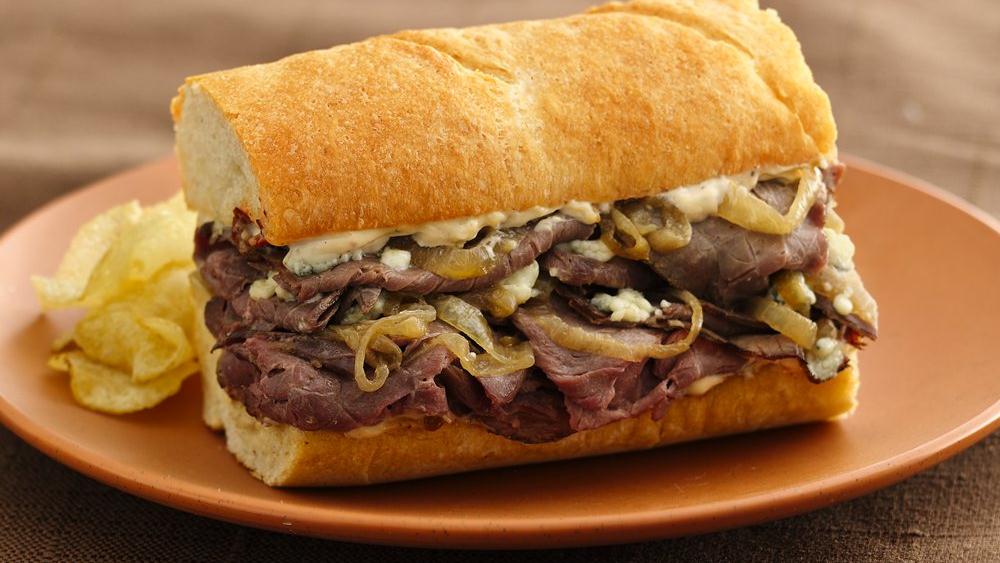 roast beef and gorgonzola hoagies