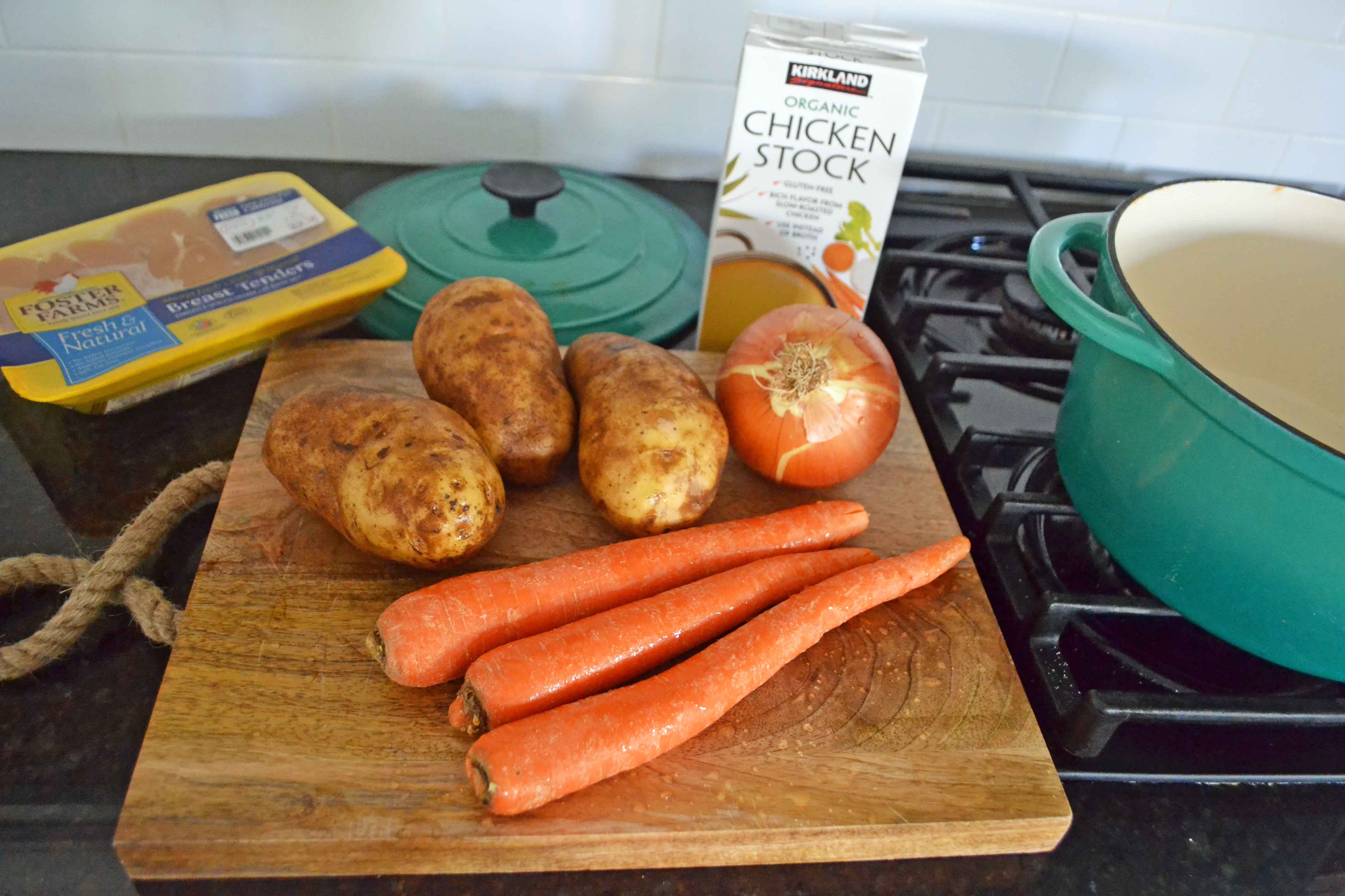 Homemade Chicken Soup Ingredients. This Homemade Chicken Soup is made with tender chicken, carrots, onion, potatoes, fresh herbs, and seasonings all in a warm chicken broth. This is the perfect chicken soup on a cold winter's day. 