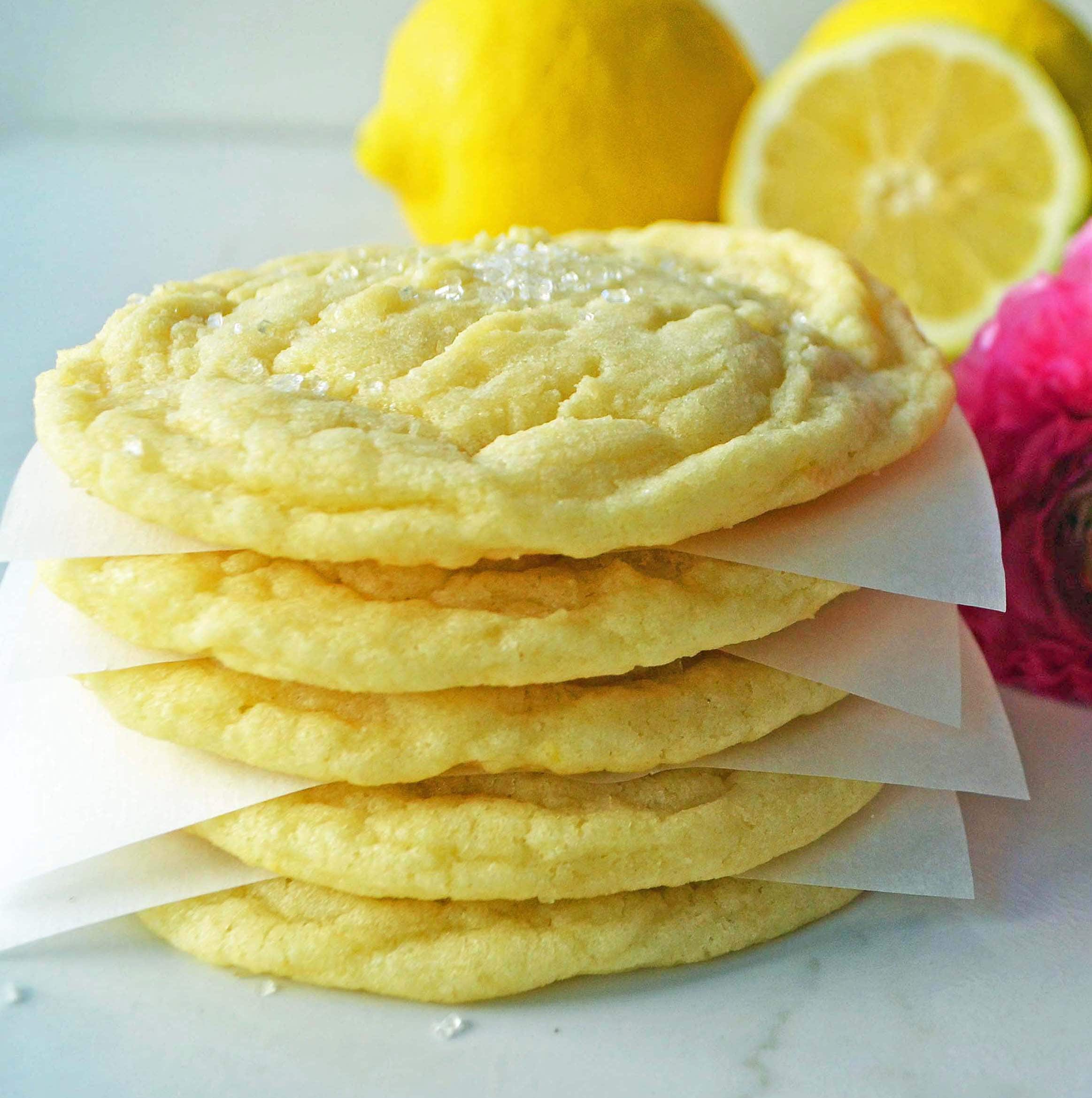 Lemon Sugar Cookies Recipe. Soft chewy light lemon cookie recipe. The perfect Lemon Cookie Recipe! www.modernhoney.com #lemoncookies #lemonsugarcookie 