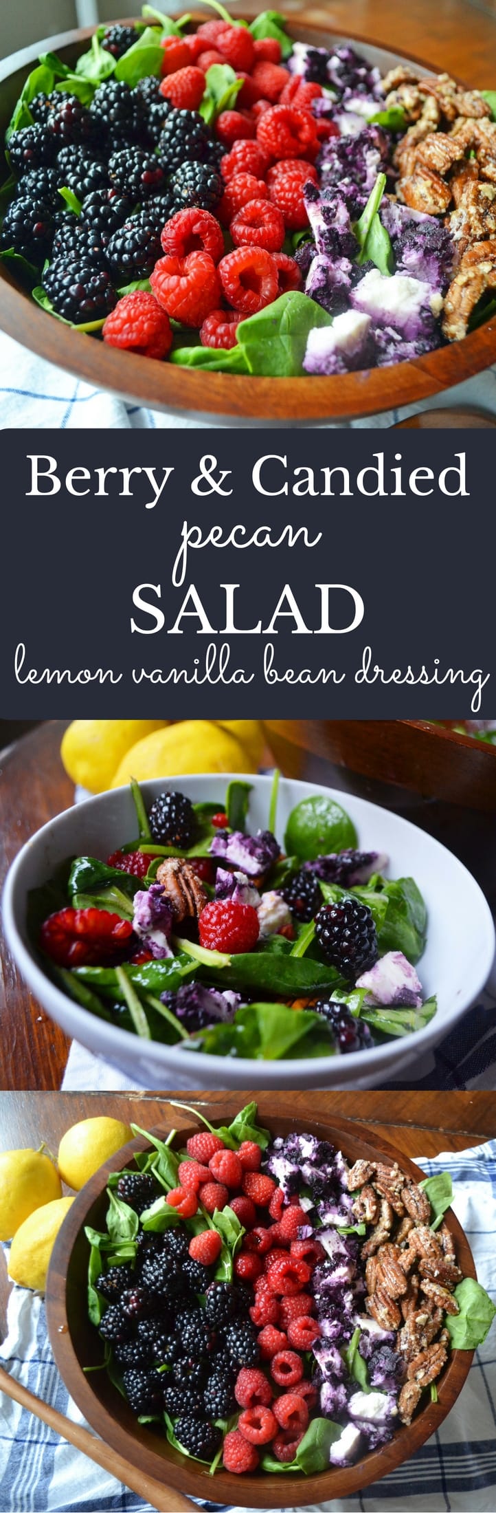 Berry Candied Pecan Salad with Lemon Vanilla Bean Dressing by Modern Honey -- www.modernhoney.com