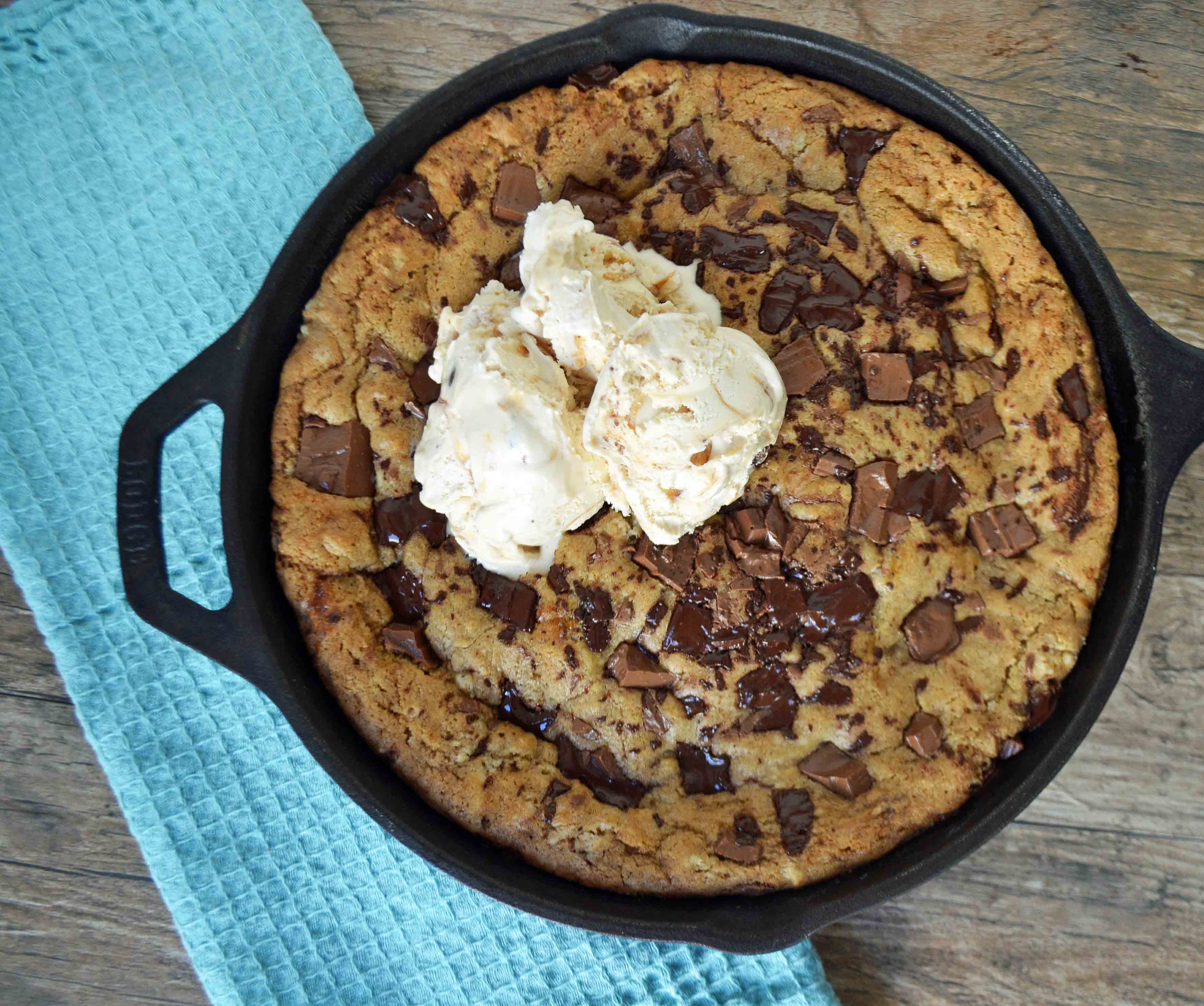 Gooey Chocolate Chip Skillet Cookie