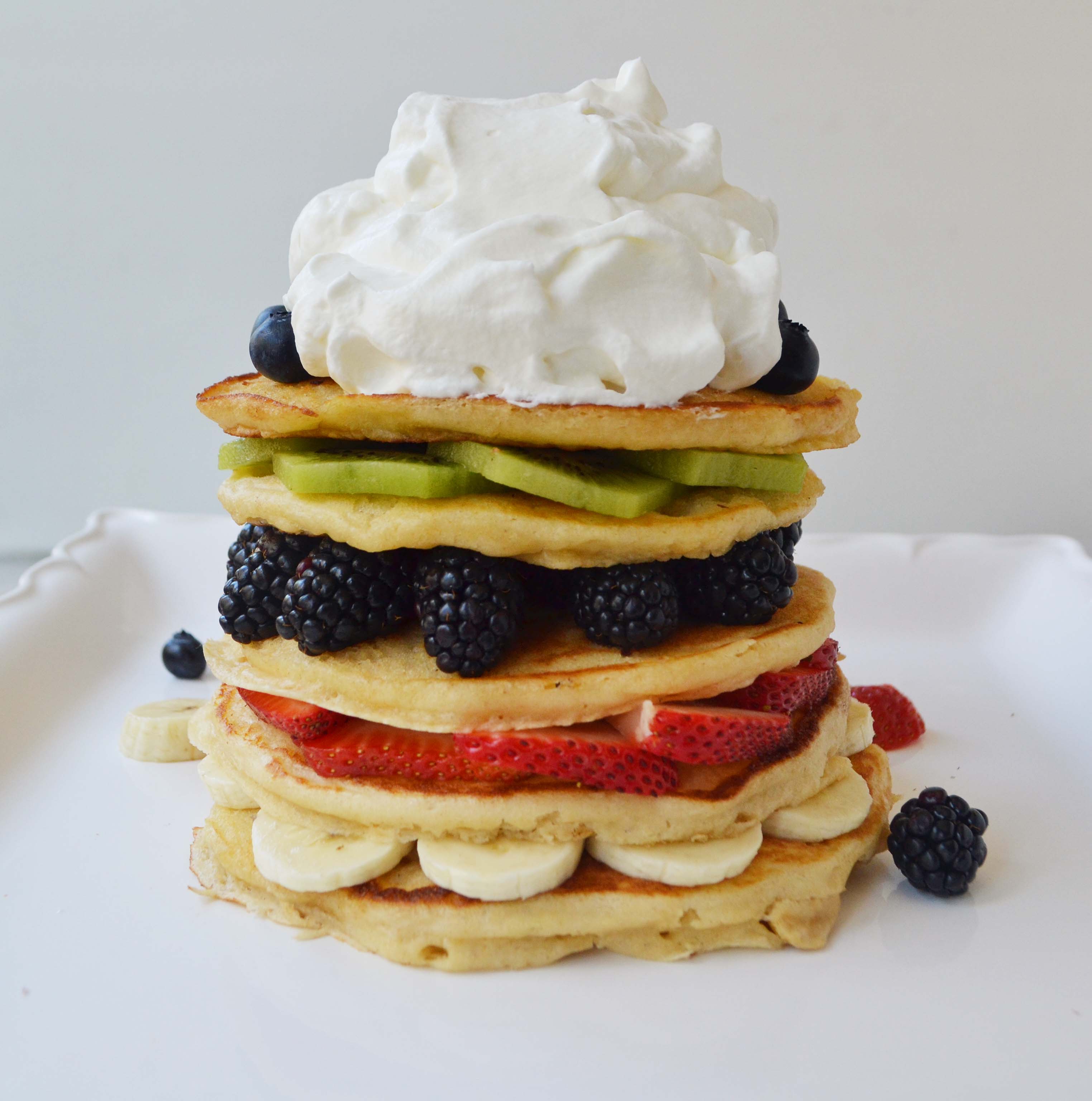 Fresh Fruit Pancake Stack with Coconut Syrup by Modern Honey l www.modernhoney.com