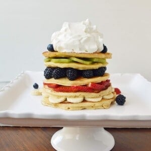 Fruit Pancake Stack with Coconut Syrup by Modern Honey I www.modernhoney.com