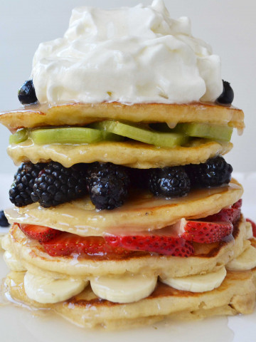 Fruit Pancake Stack with Coconut Syrup by Modern Honey l www.modernhoney.com