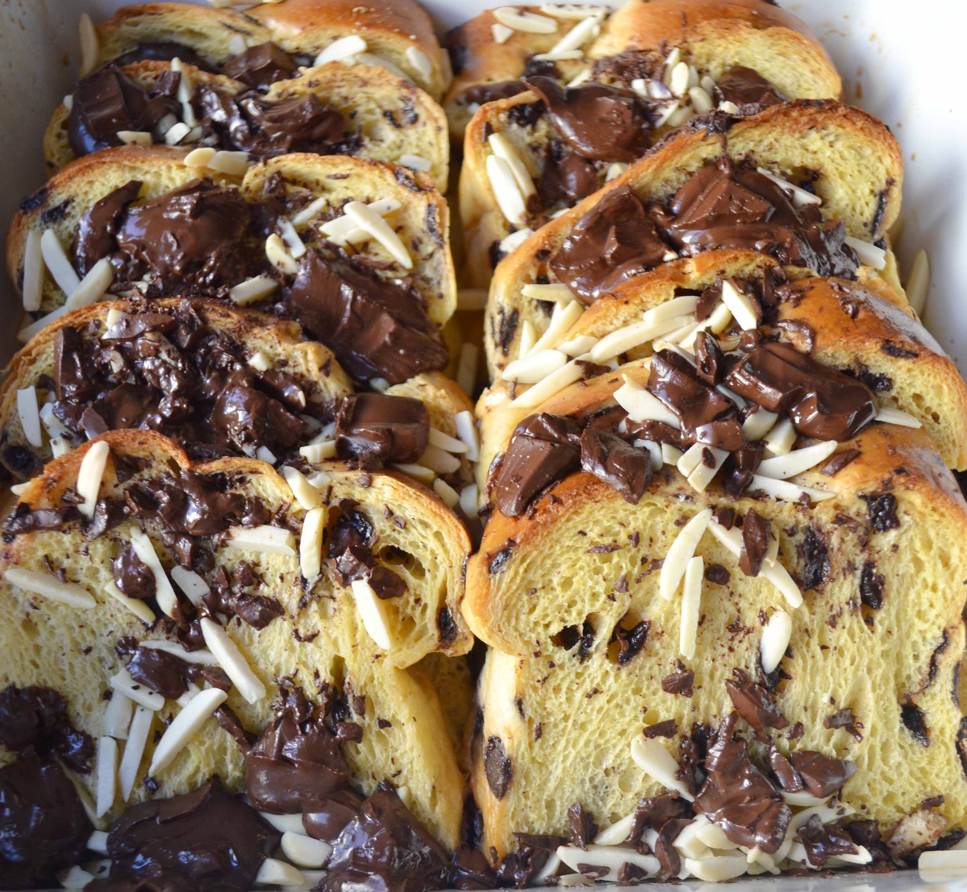 Chocolate Almond Brioche Baked French Toast by Modern Honey - www.modernhoney.com