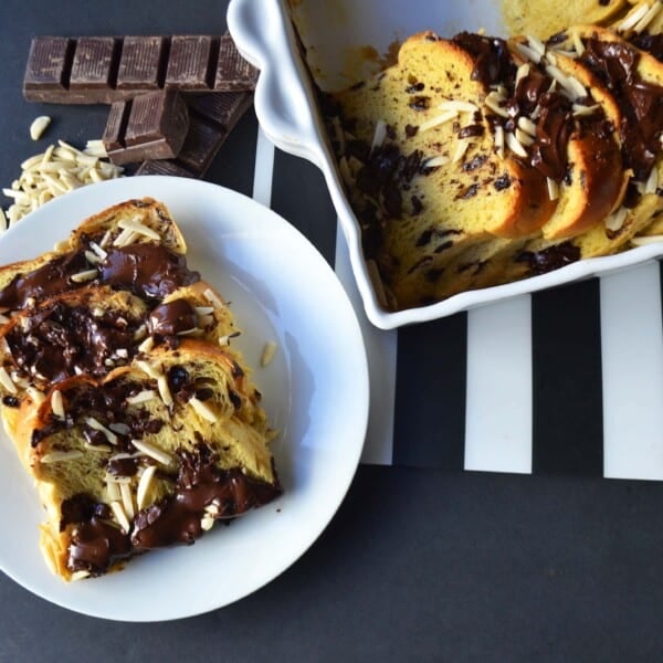 Chocolate Almond Brioche Baked French Toast by Modern Honey - www.modernhoney.com