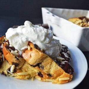 Chocolate Almond Brioche Baked French Toast by Modern Honey