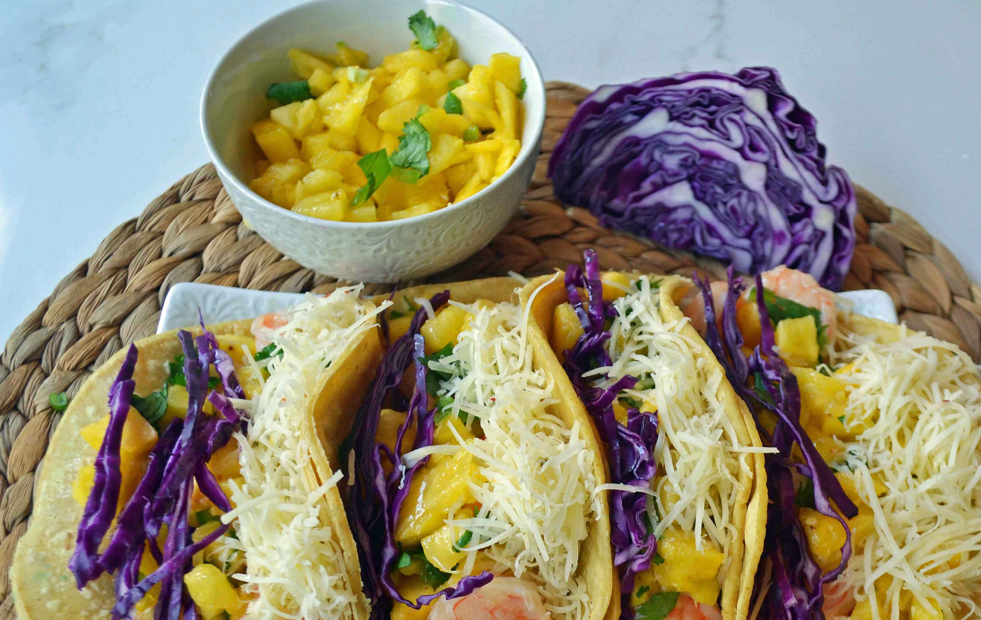 Honey Lime Shrimp Tacos with Pineapple Salsa by Modern Honey l www.modernhoney.com