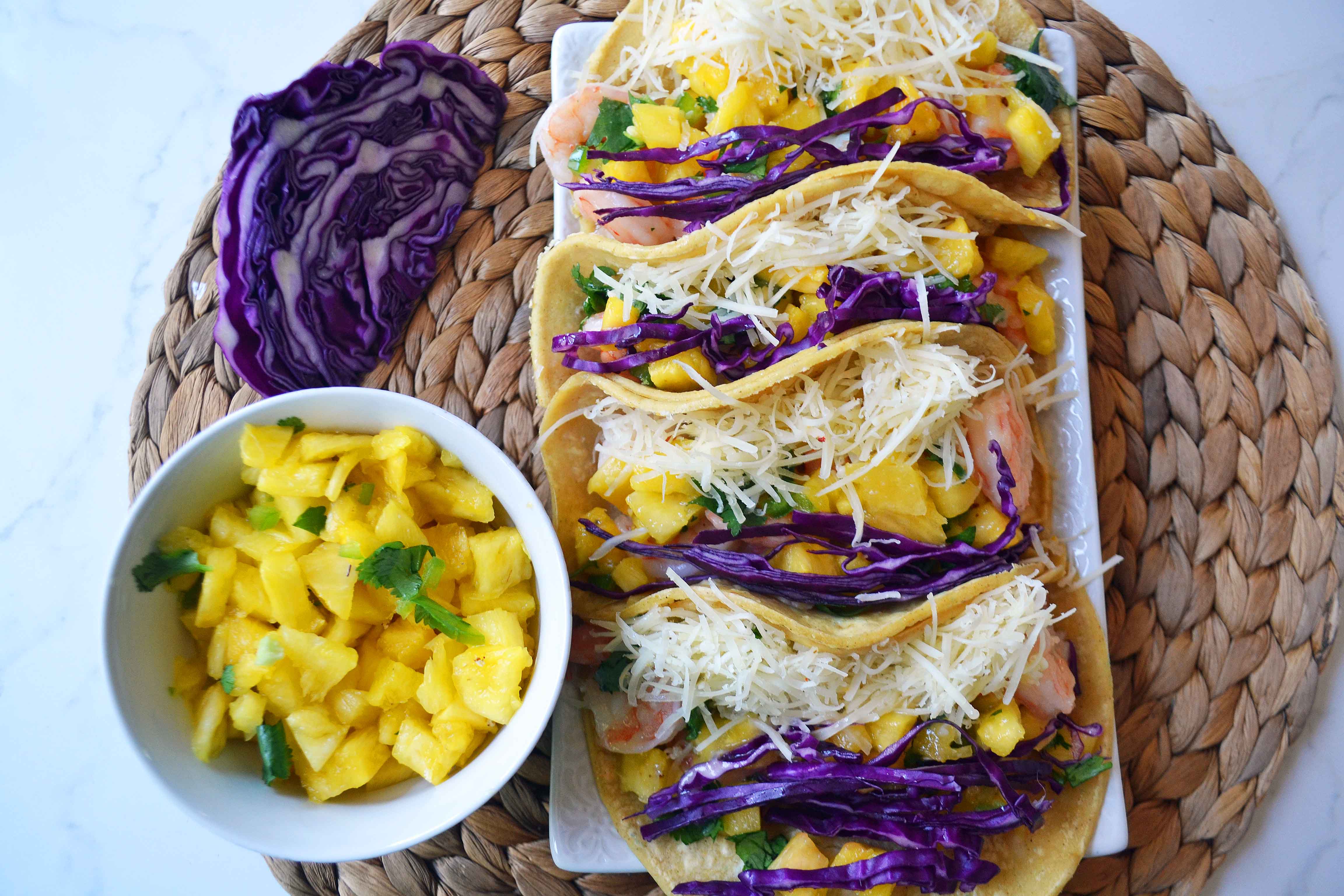 Honey Lime Shrimp Tacos with Pineapple Salsa by Modern Honey l www.modernhoney.com