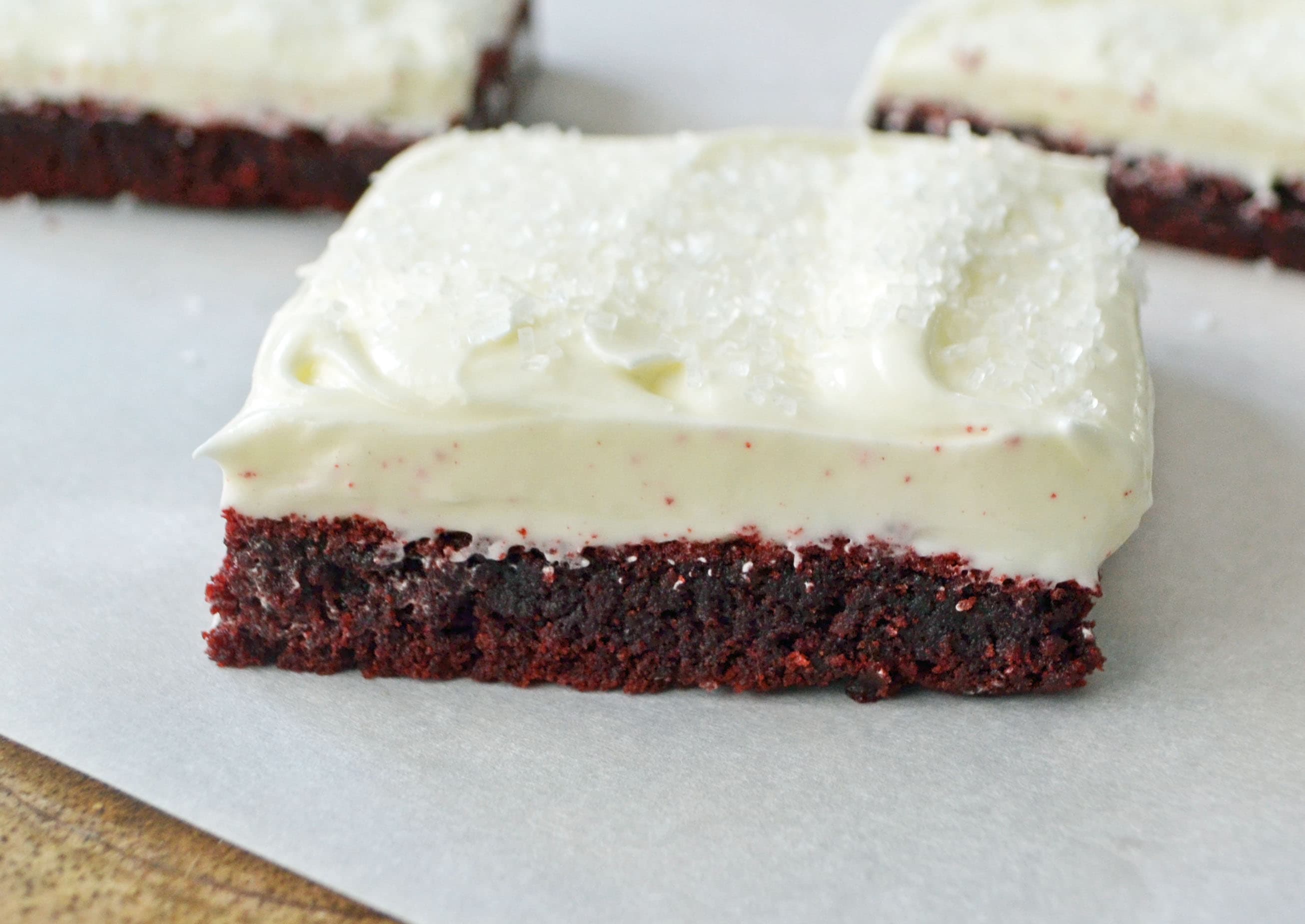 Red Velvet Sugar Cookie Bars by Modern Honey l www.modernhoney.com