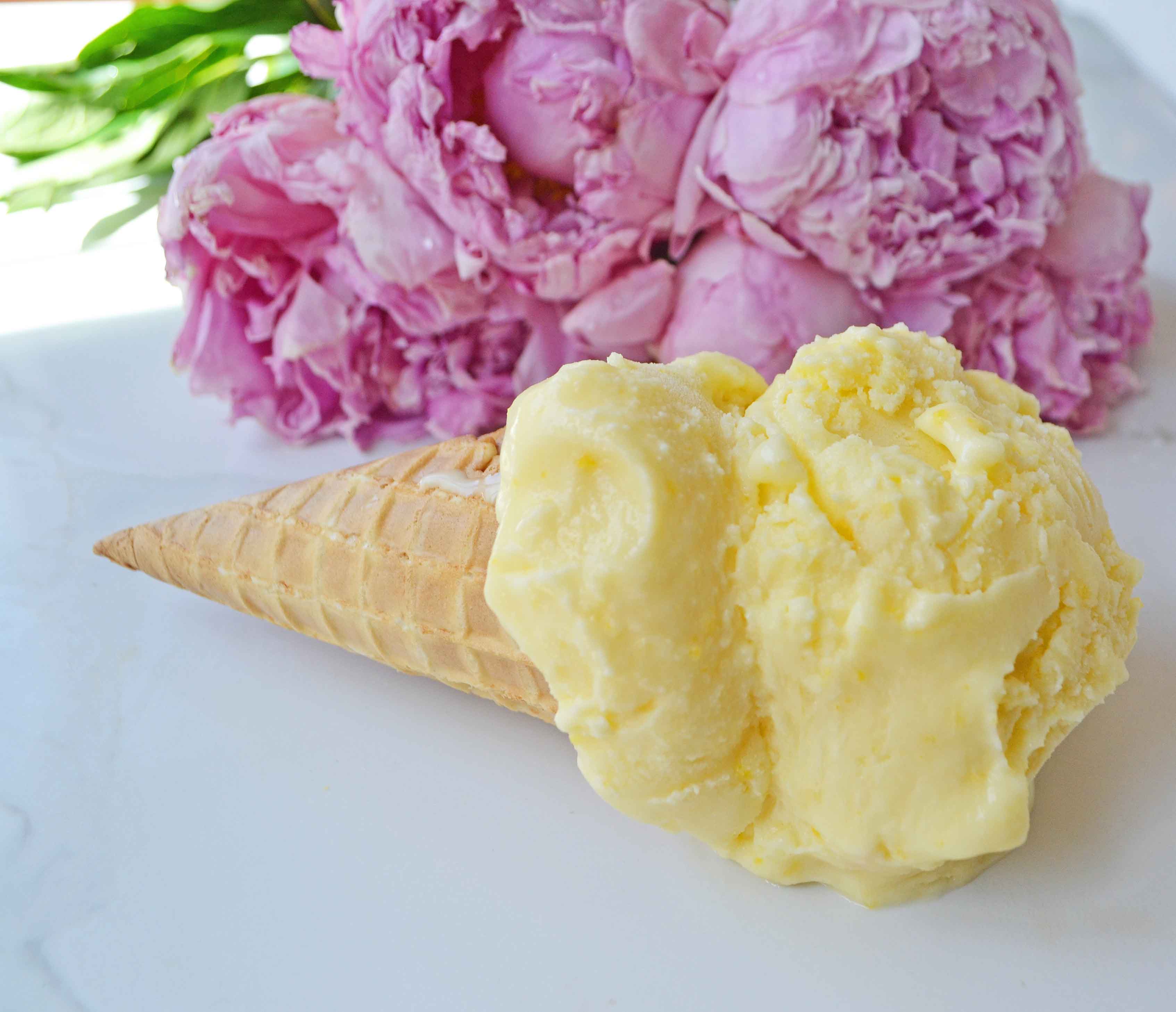 Lemon Ice Cream. Homemade Lemon Ice Cream Recipe. How to make perfect creamy lemon ice cream. www.modernhoney.com #lemon #lemonicecream #lemondessert 