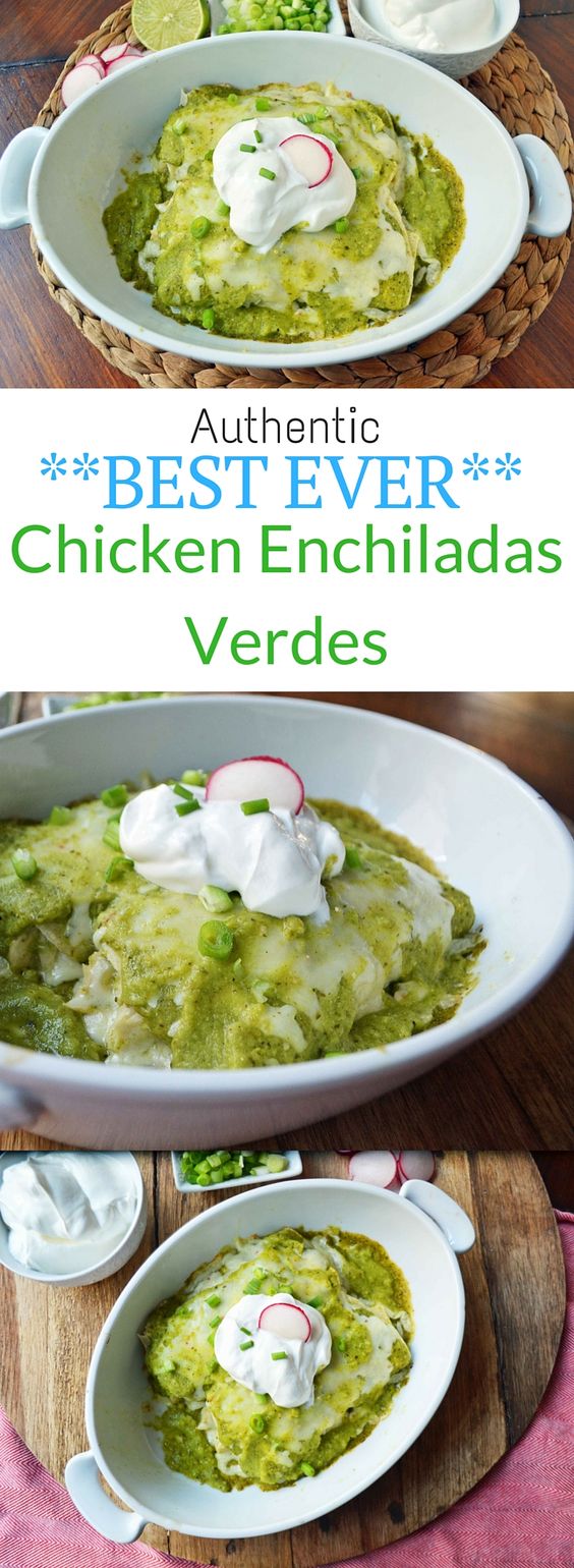 Best Ever Chicken Enchiladas Verdes. Authentic green chicken enchiladas. How to make chicken enchiladas with homemade green tomatillo sauce. Homemade enchiladas with green sauce. www.modernhoney.com