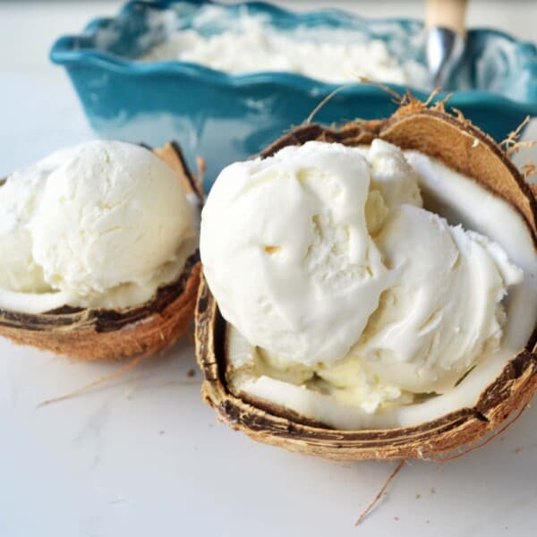 No-Churn Coconut Ice Cream with Fresh Mango by Modern Honey l www.modernhoney