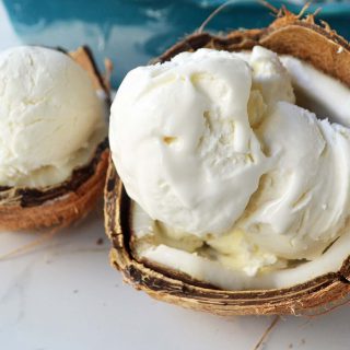 No-Churn Coconut Ice Cream with Fresh Mango by Modern Honey l www.modernhoney.com