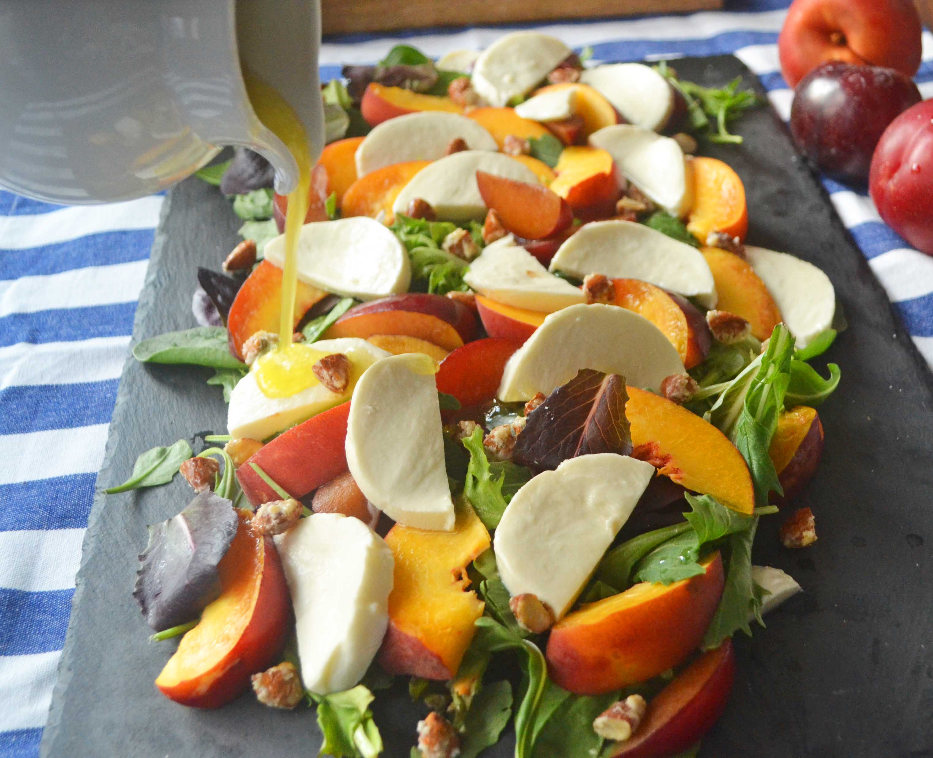 mer Peach Fresh Mozzarella Salad by Modern Honey l www.modernhoney.com