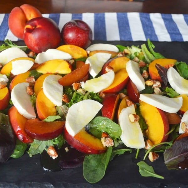 mer Peach and Fresh Mozzarella Salad by Modern Honey l www.modernhoney.com