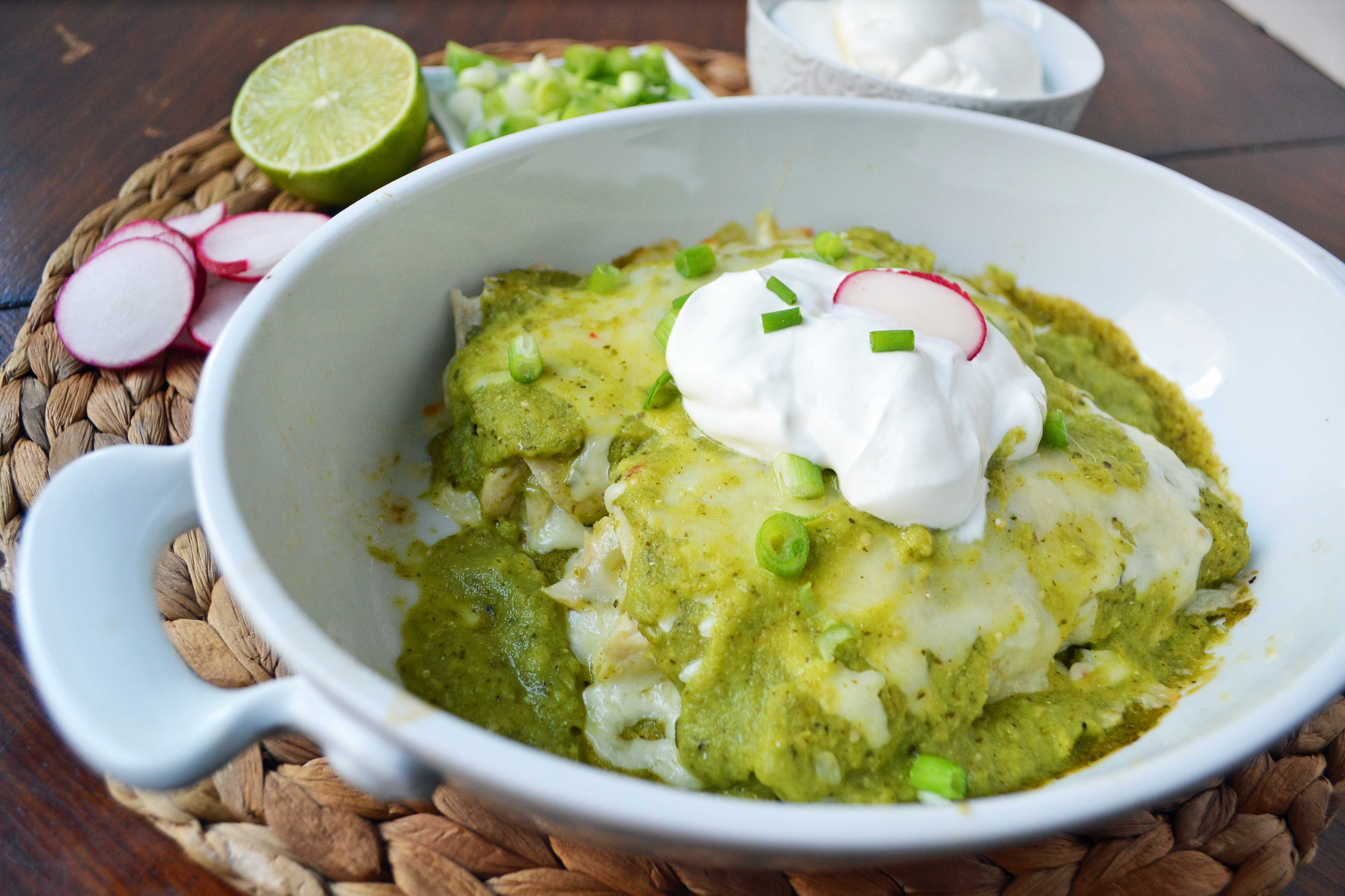 Chicken Enchiladas Verdes by Modern Honey l www.modernhoney.com