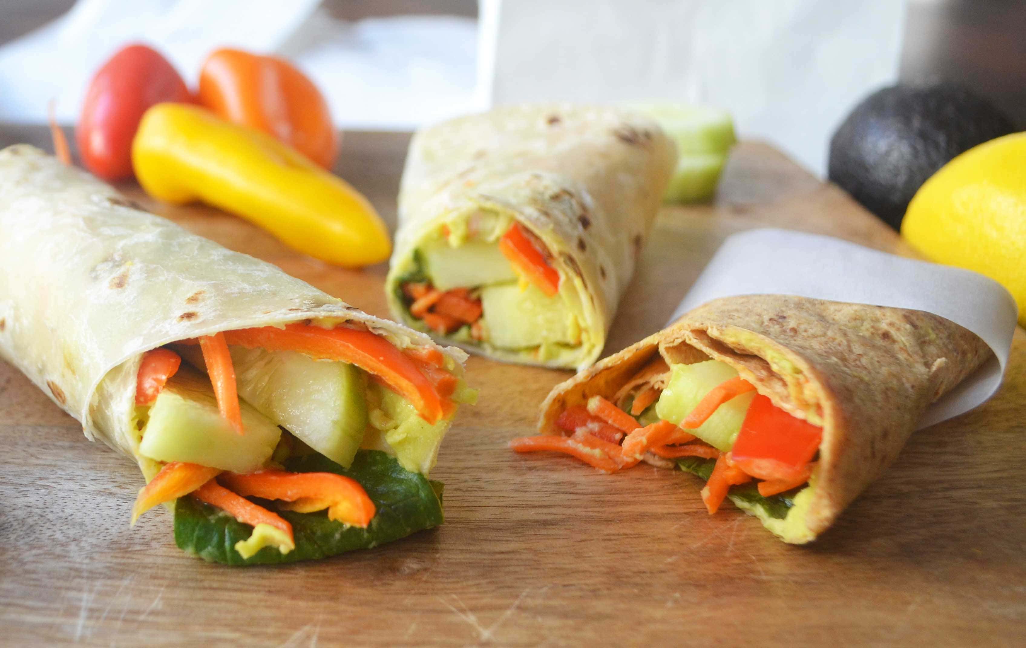 Avocado Ranch Hummus Veggie Wraps by Modern Honey l www.modernhoney.com