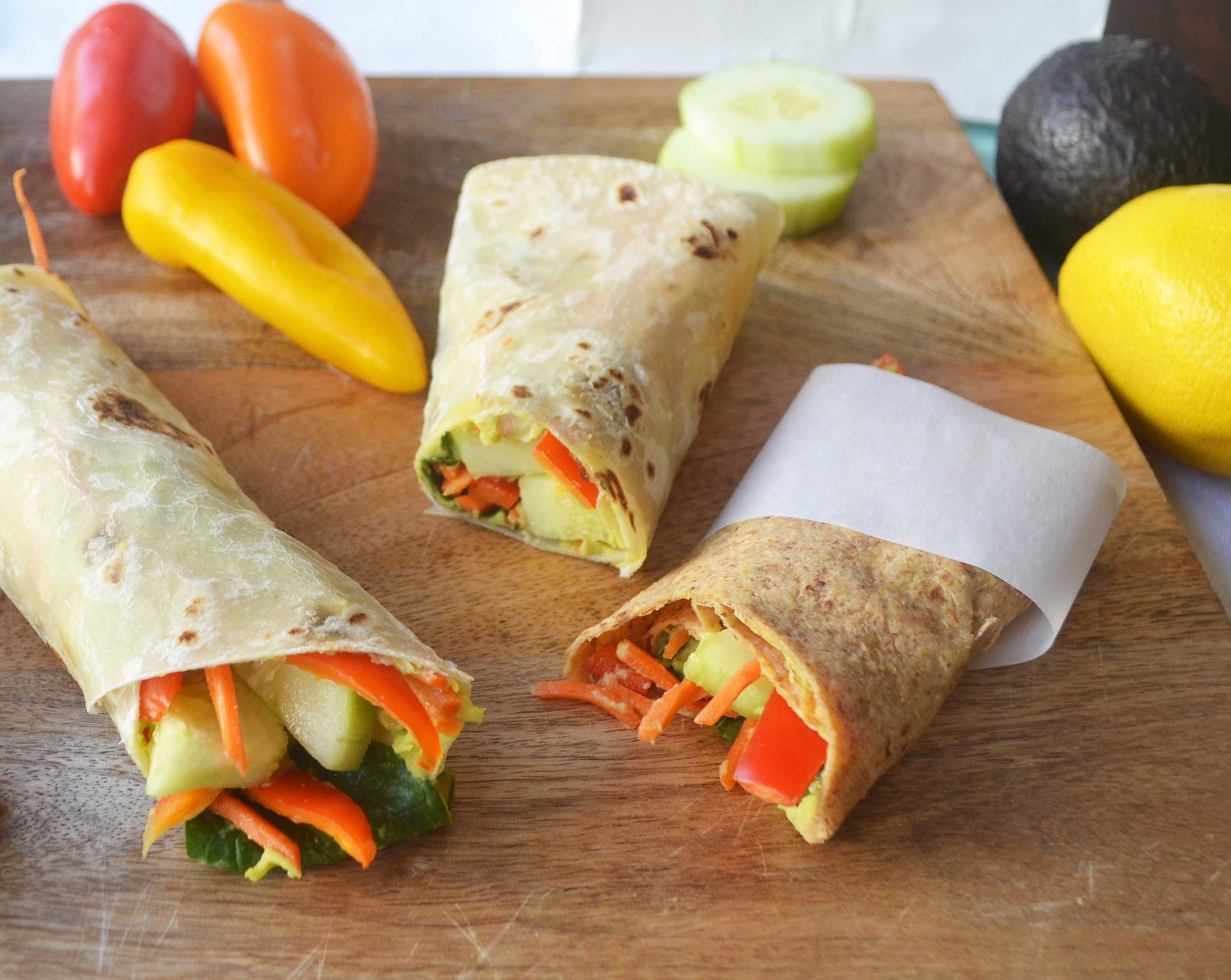 Avocado Ranch Hummus Veggie Wraps by Modern Honey l www.modernhoney.com