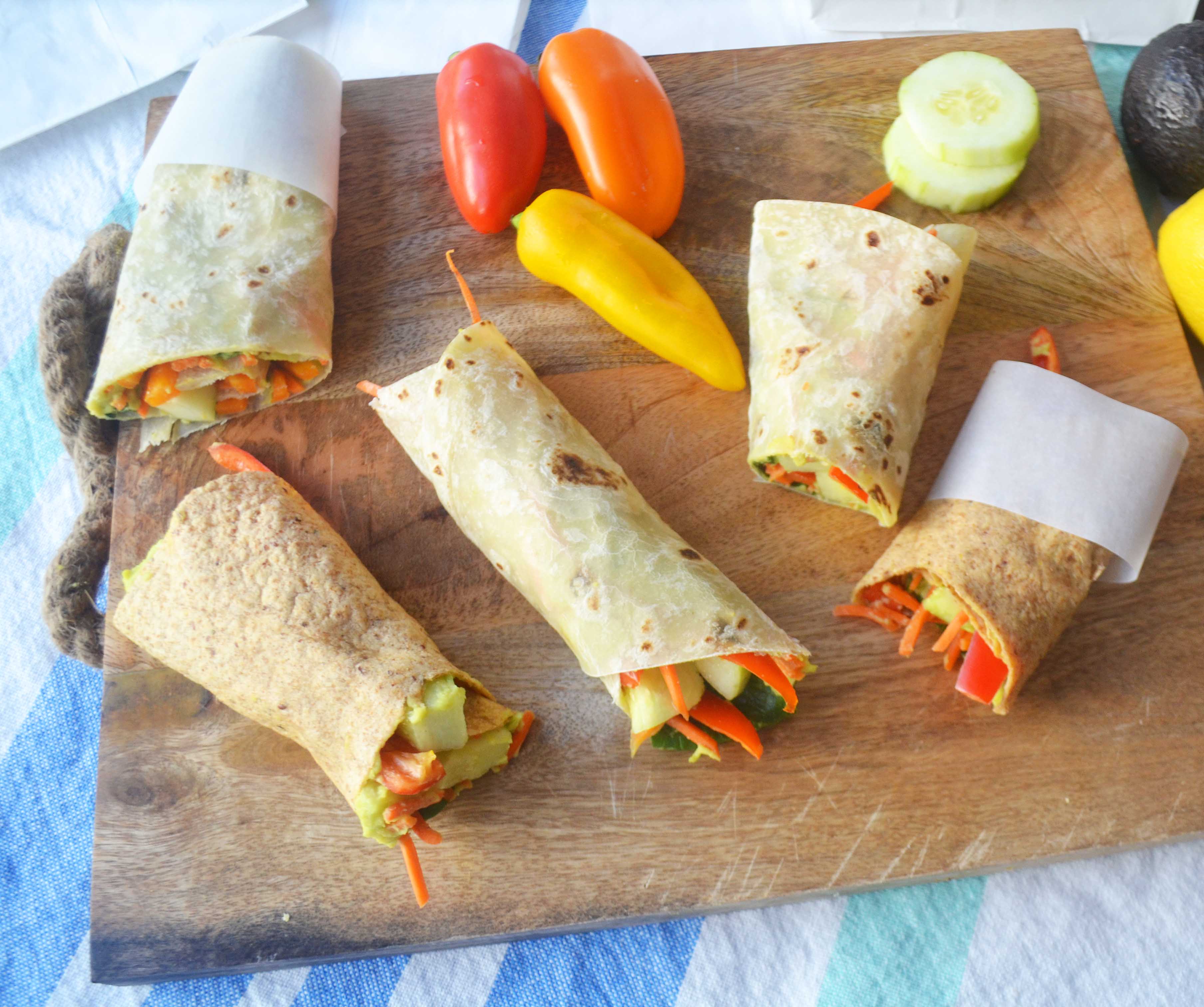 Avocado Ranch Hummus Veggie Wraps by Modern Honey l www.modernhoney.com