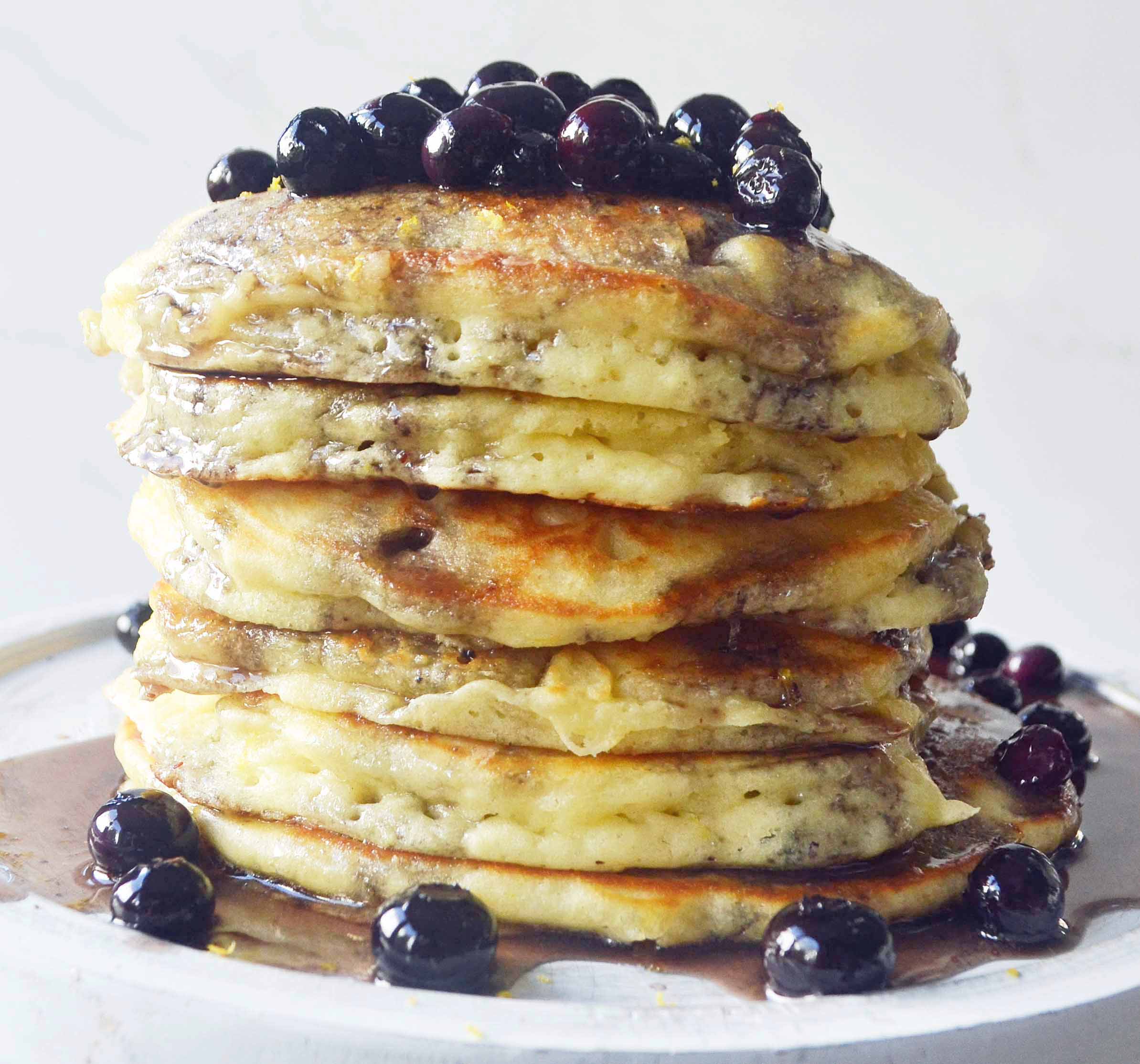 Sweet Cream Ricotta Pancakes with Berry Maple Syrup by Modern Honey l www.modernhoney.com