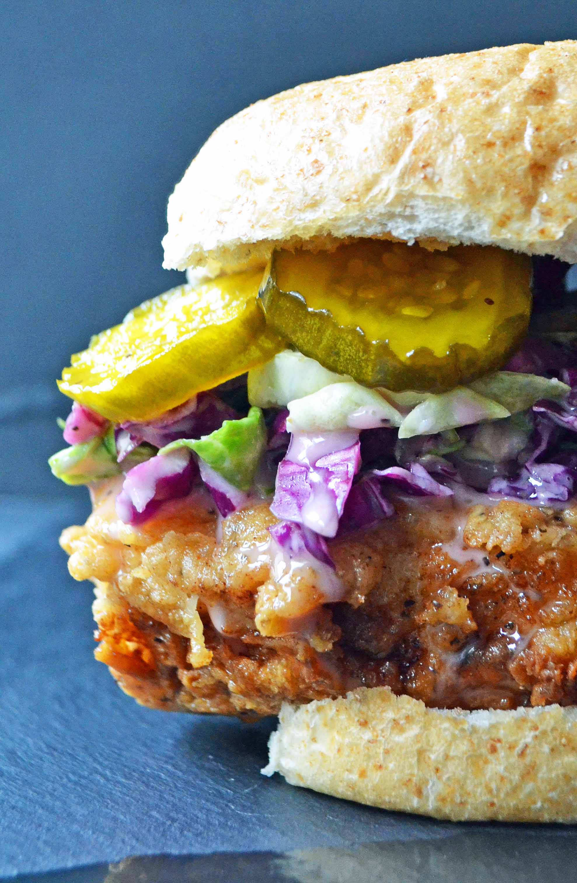 Bubby's Buttermilk Fried Chicken Sandwich with Creamy Coleslaw and Spicy Pickles