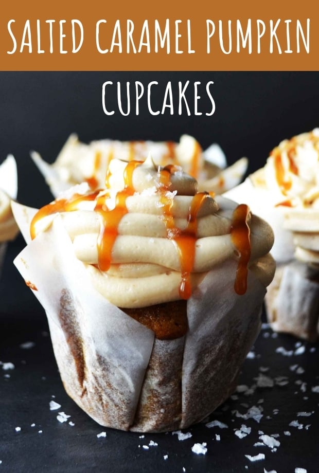 Salted Caramel Pumpkin Cupcakes. Pumpkin Spice Cupcakes with a Homemade Salted Caramel Frosting. The perfect FALL cupcakes. www.modernhoney.com #pumpkin #pumpkincupcakes #pumpkinrecipes #saltedcaramel #pumpkincaramel #pumpkincake