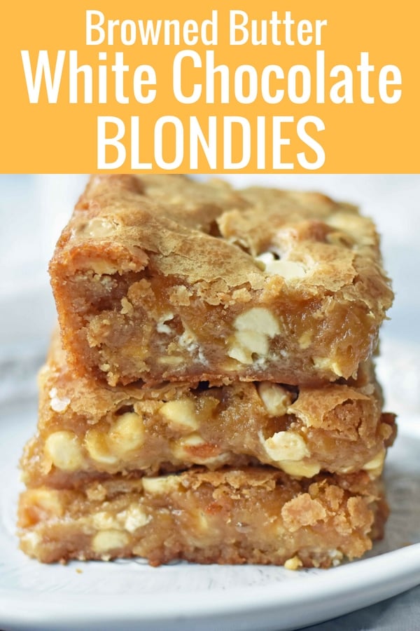 White Chocolate Blondies Recipe. Browned Butter White Chocolate Blondies. The BEST White Chocolate Blondies. www.modernhoney.com