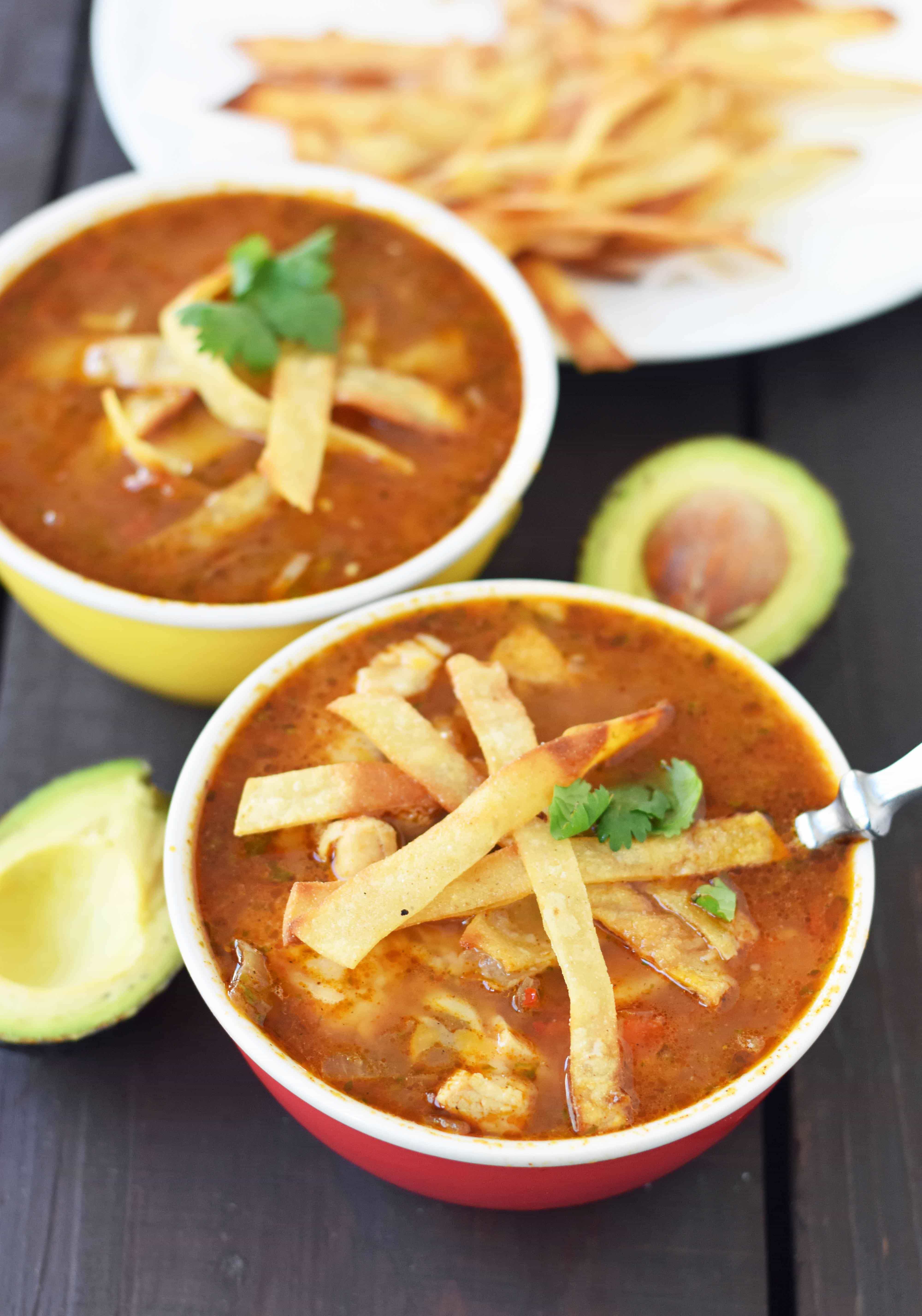 Creamy Chicken Tortilla Soup with the BEST broth!!!