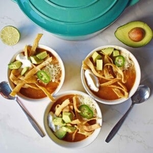 Chicken Tortilla Soup by Modern Honey. The perfect chicken tortilla soup made from scratch.