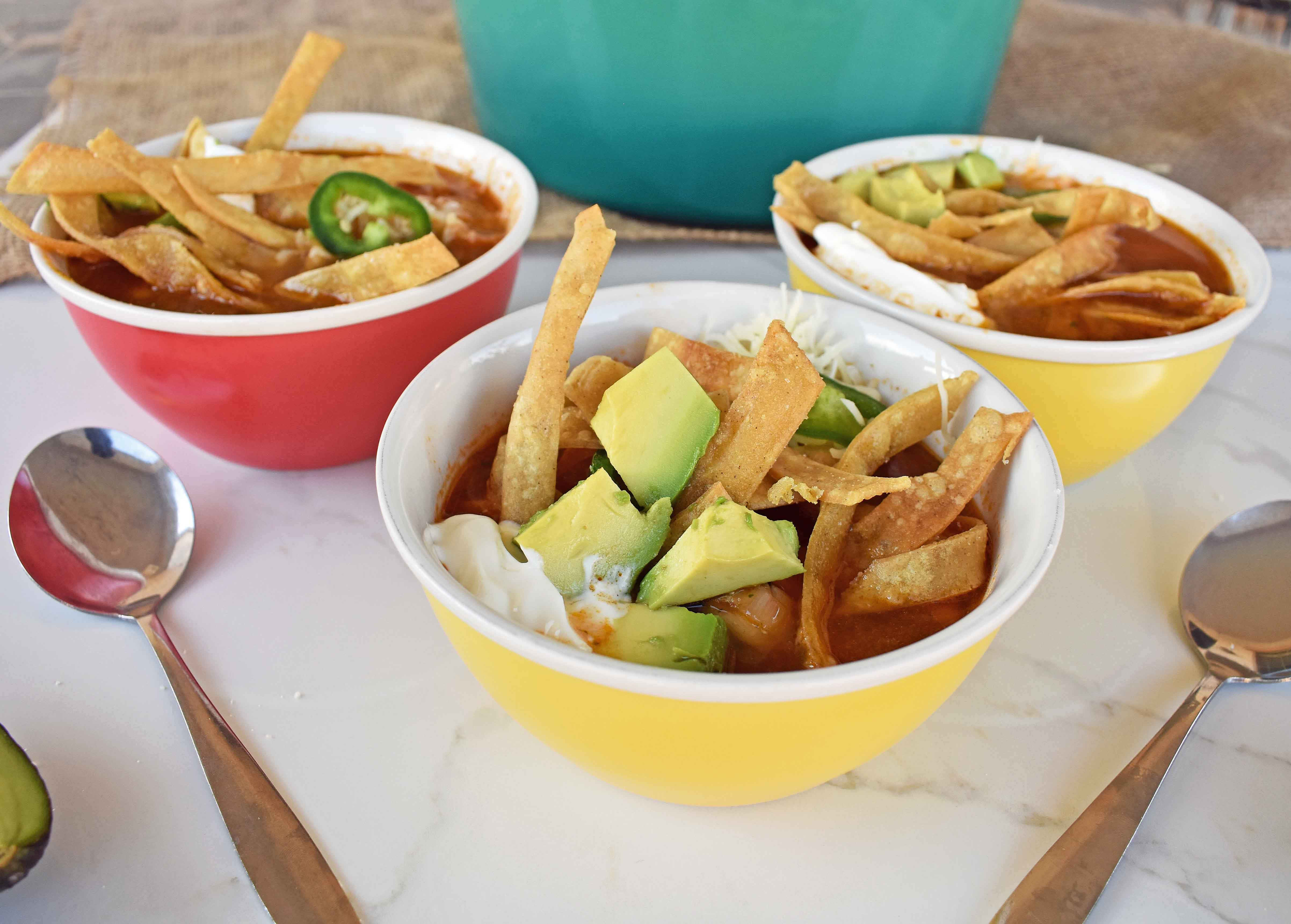 Chicken Tortilla Soup by Modern Honey. The perfect chicken tortilla soup made from scratch. 