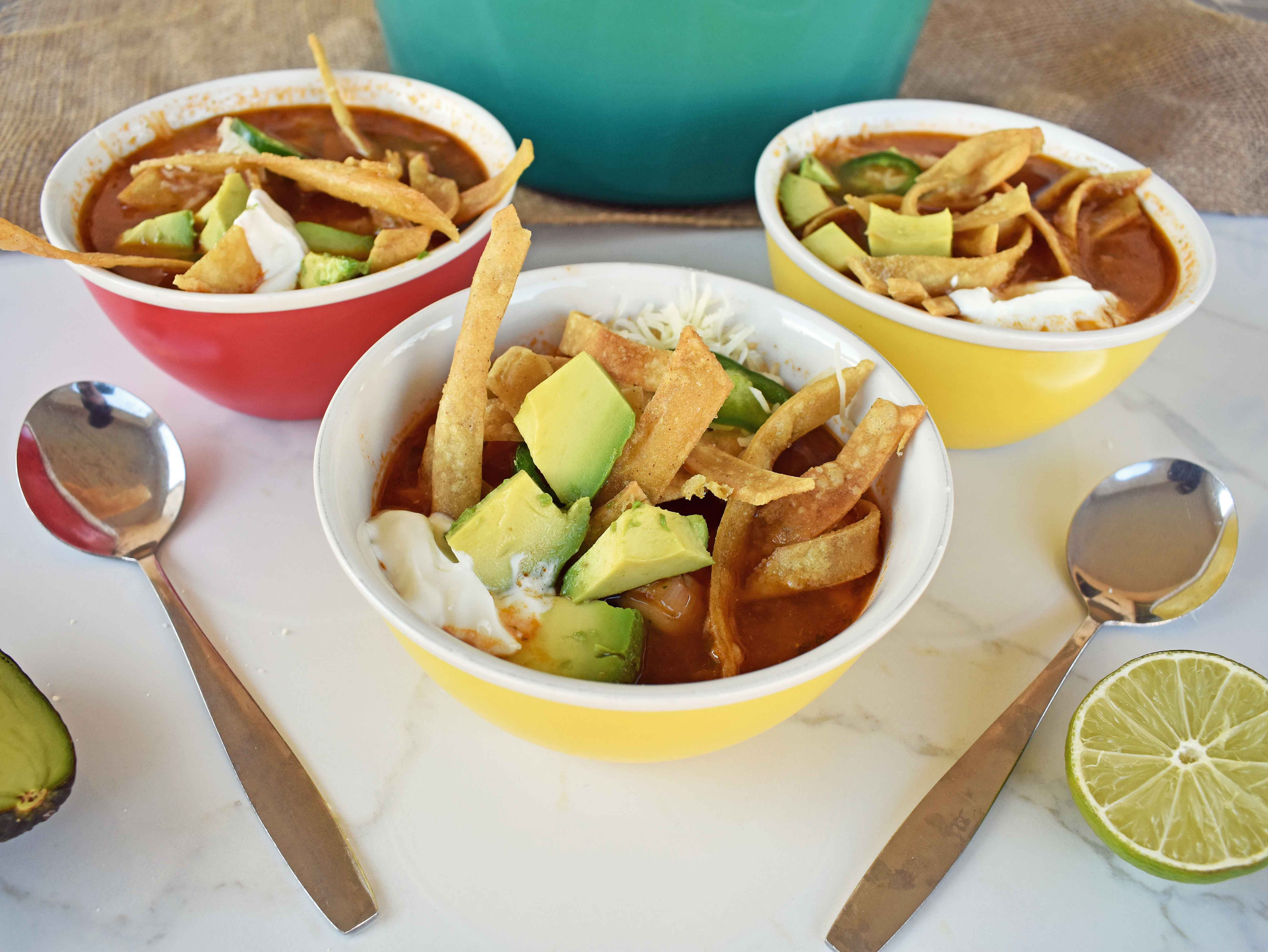 Chicken Tortilla Soup by Modern Honey. The perfect chicken tortilla soup made from scratch. 