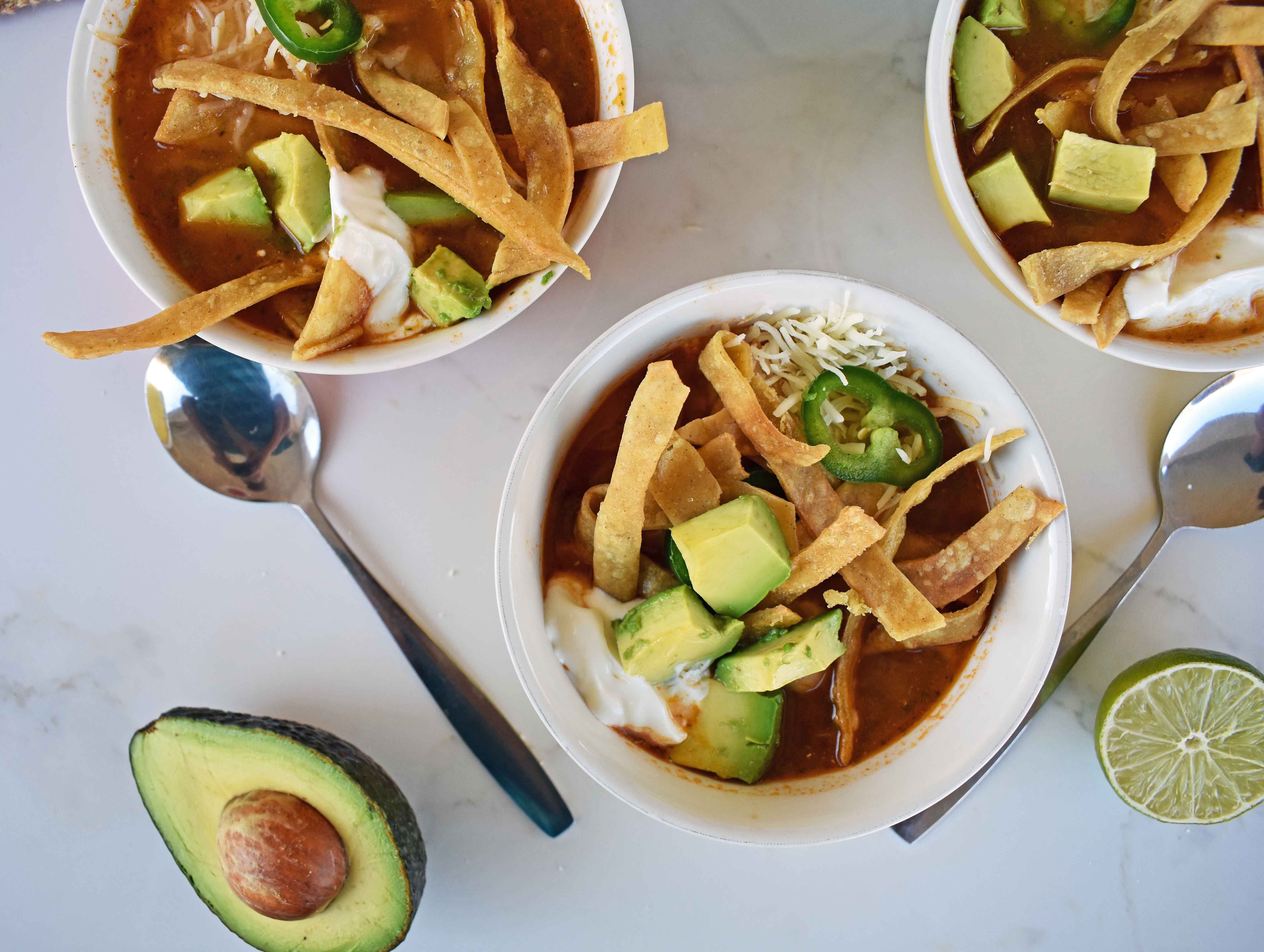 Chicken Tortilla Soup by Modern Honey. The perfect chicken tortilla soup made from scratch. 