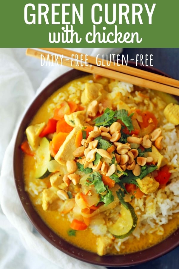 Thai Green Curry with Chicken and Veggies. A healthy gluten-free and dairy-free curry recipe. Chicken Curry with Vegetables in a Coconut Broth. www.modernhoney.com #curry #chickencurry #glutenfree #dairyfree #thaicurry