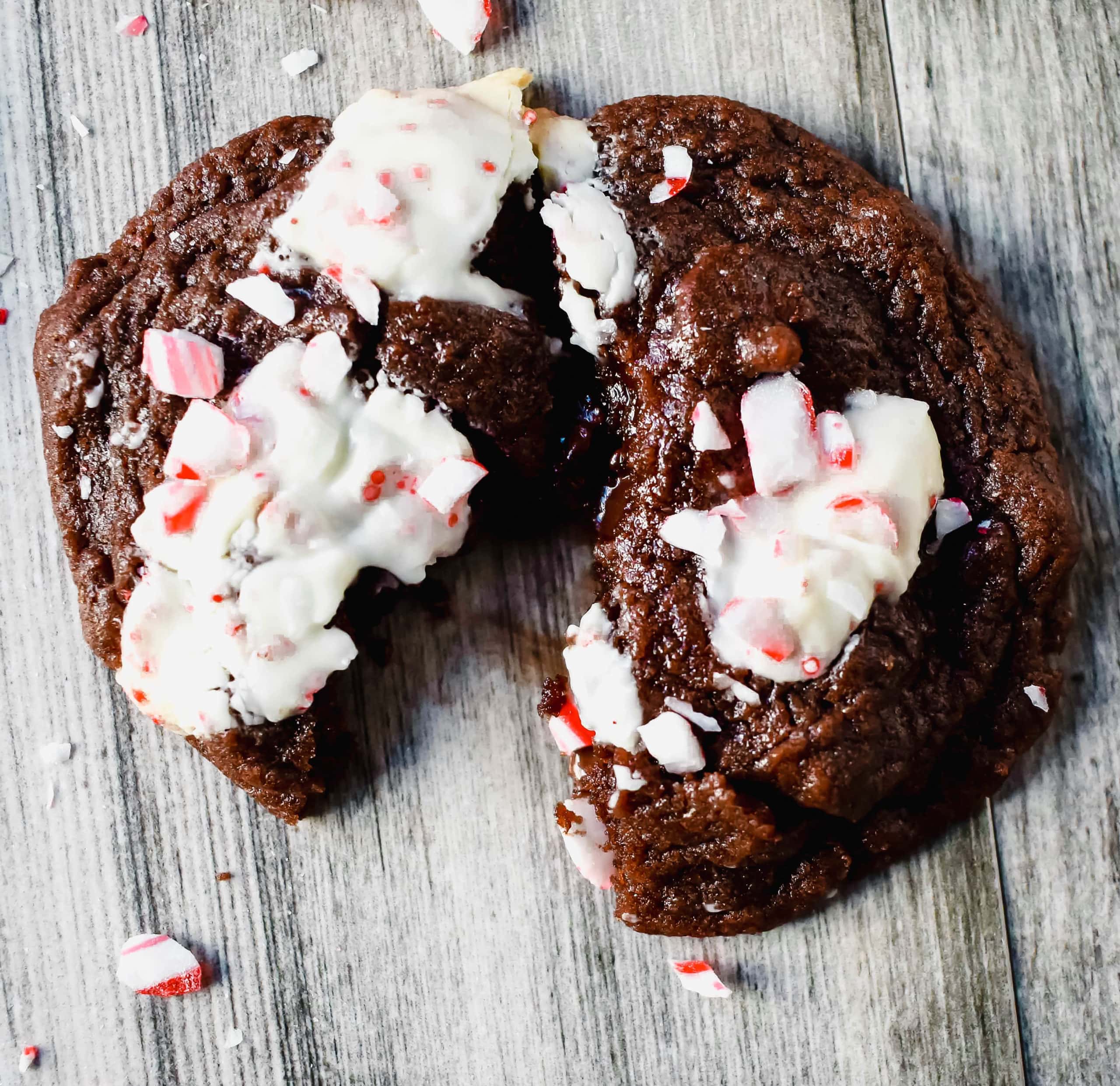 Chocolate Peppermint Bark Cookies. Soft, chewy, rich chocolate chunk cookies with white chocolate peppermint bark cookies. Candy cane chocolate cookies. White chocolate peppermint candy cane chocolate cookies. www.modernhoney.com #christmascookies #christmascookie #cookie #cookies #chocolate