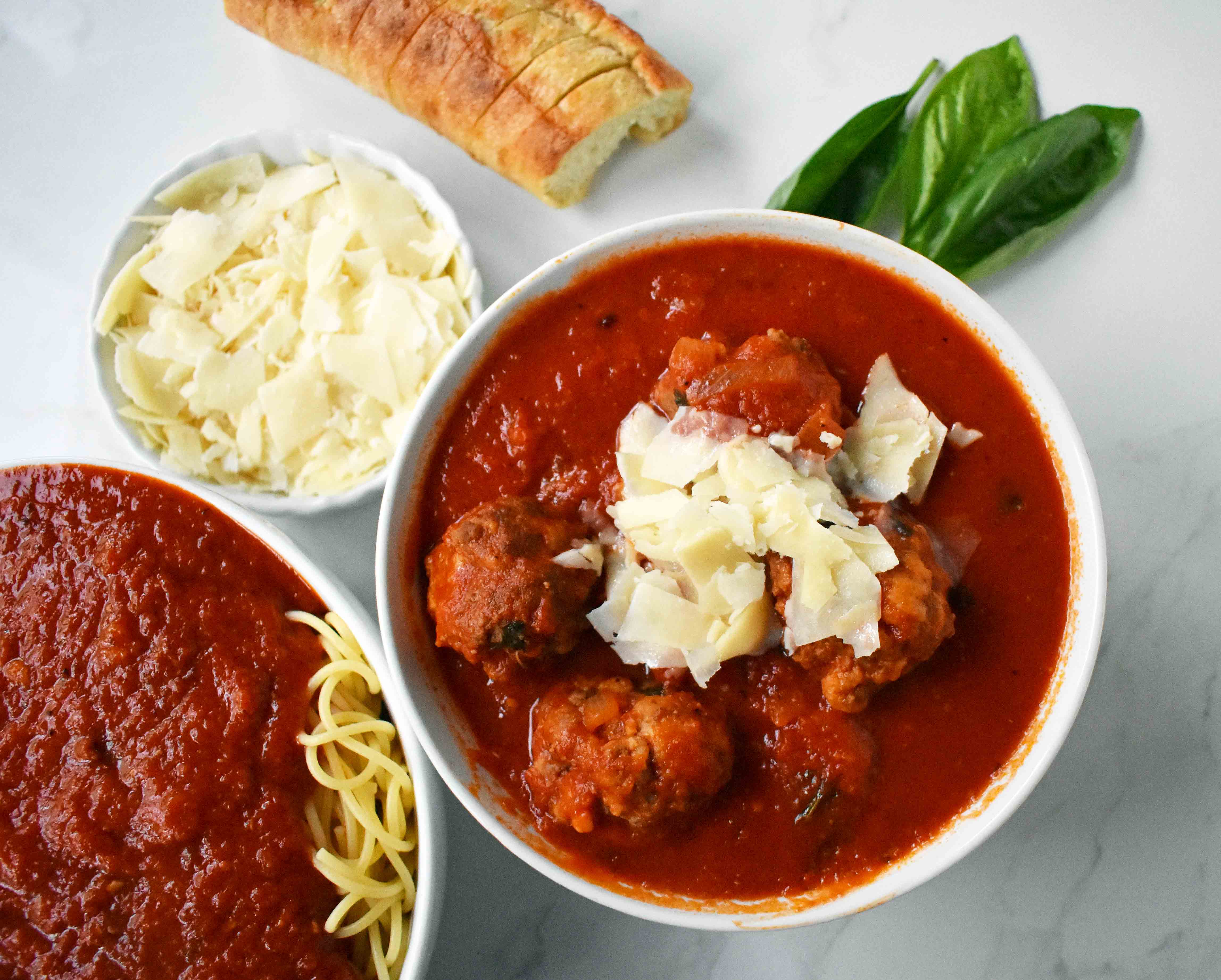 Mama's Best Ever Spaghetti and Meatballs by Modern Honey. Homemade meatballs made from scratch. Authentic Italian meatballs and marinara sauce. 