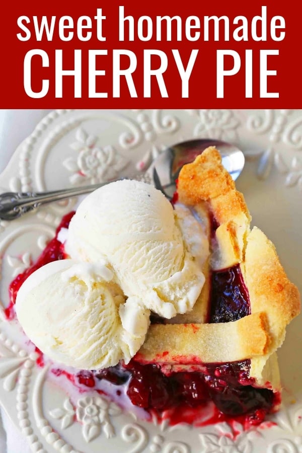 Sweet Cherry Pie Recipe. Homemade cherry pie made from scratch. www.modernhoney.com #cherrypie #homemadecherrypie #cherrypierecipe