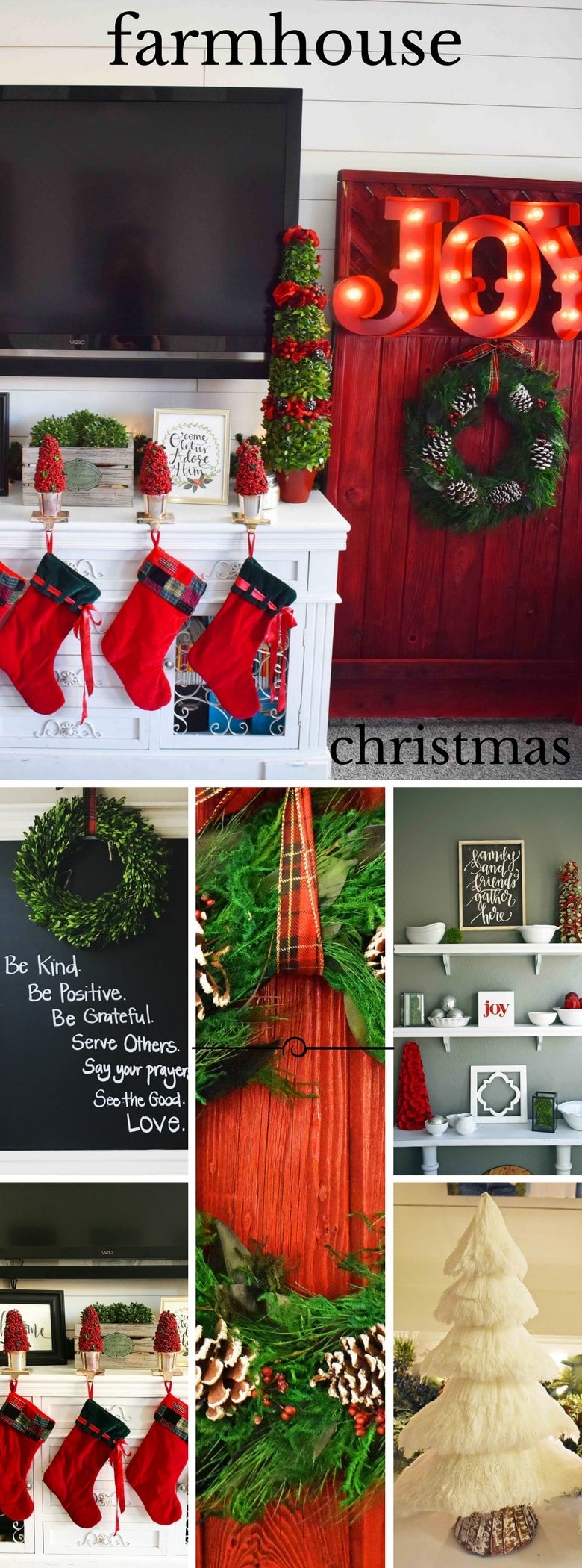 Farmhouse Christmas Decor inspired by Fixer Upper and Joanna Gaines. Rustic Christmas Charm Decor.