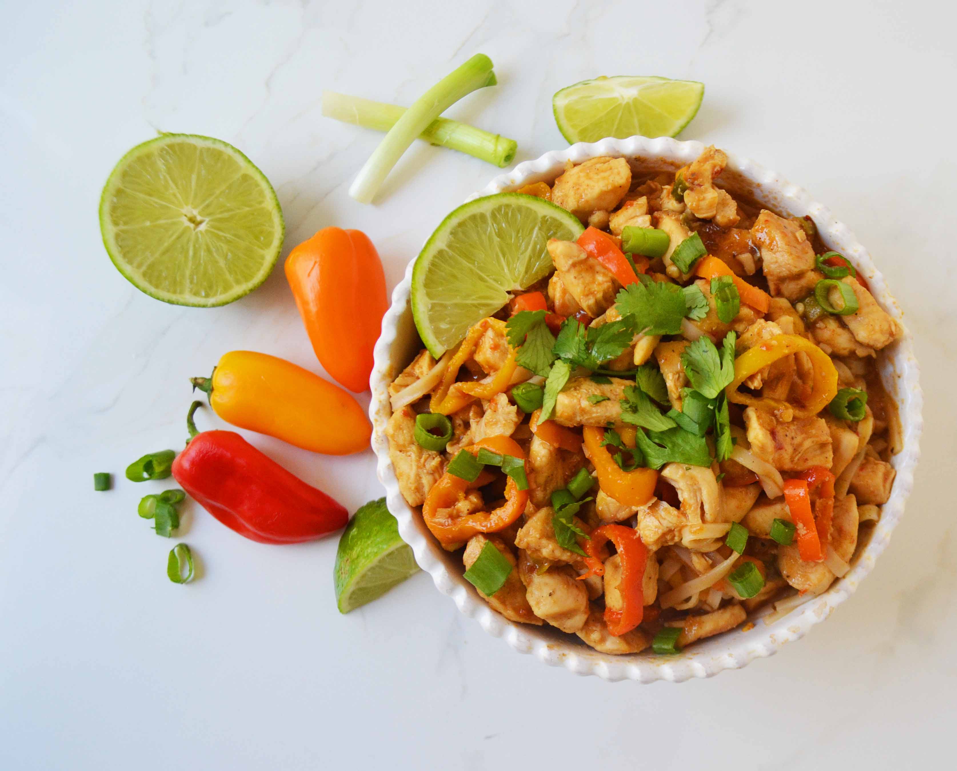 Thai Chicken Noodles by Modern Honey. Gluten-free and dairy-free dinner made in less than 30 minutes. www.modernhoney.com