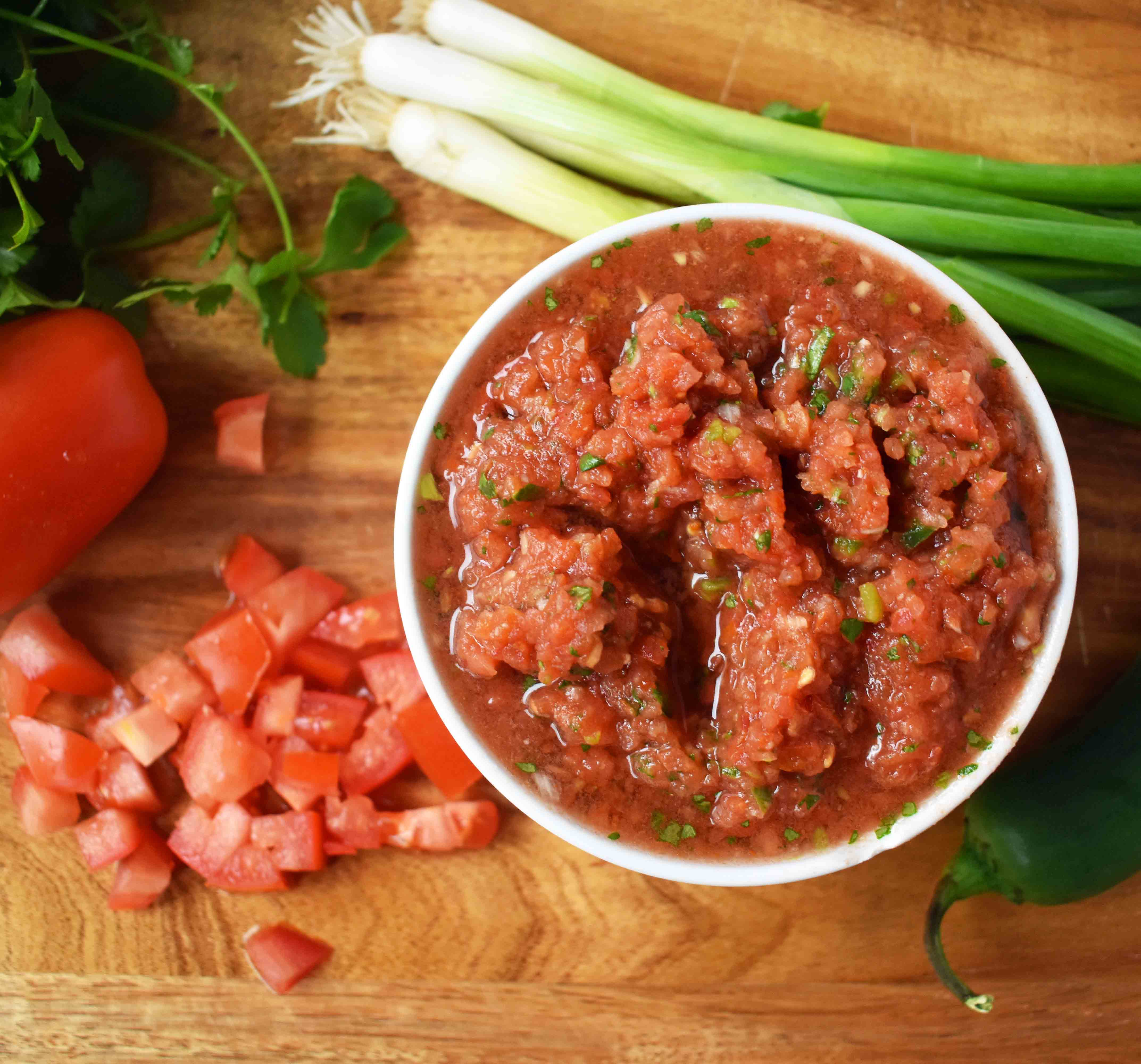 Homemade Restaurant Style Salsa with a secret ingredient. www.modernhoney.com