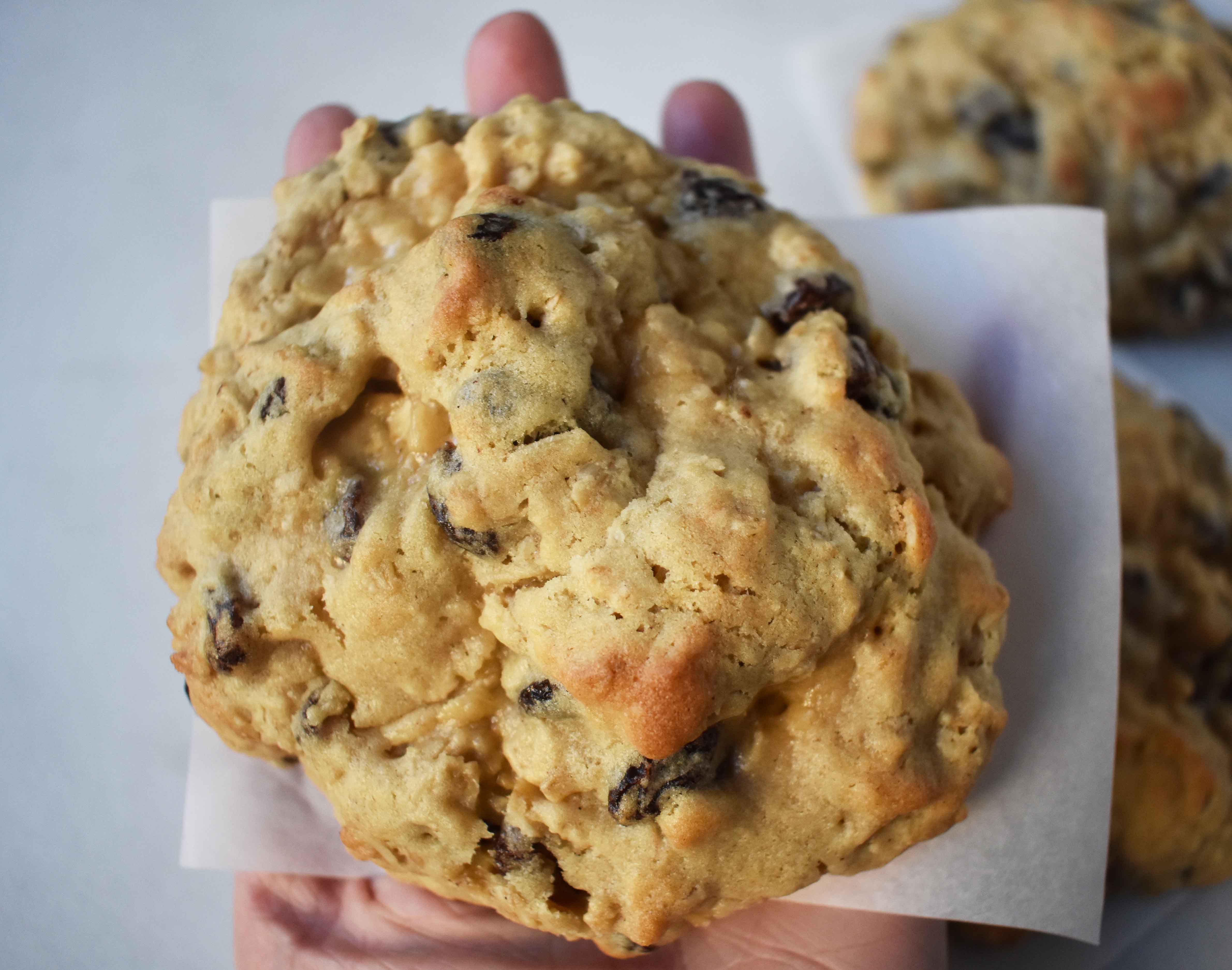 Levain Bakery Oatmeal Raisin Cookies. The ORIGINAL Levain Bakery Copycat Oatmeal Raisin Cookie by Modern Honey. Soft and chewy oatmeal raisin cookie from the popular New York City bakery -- Levain Bakery. The BEST oatmeal cookie recipe.