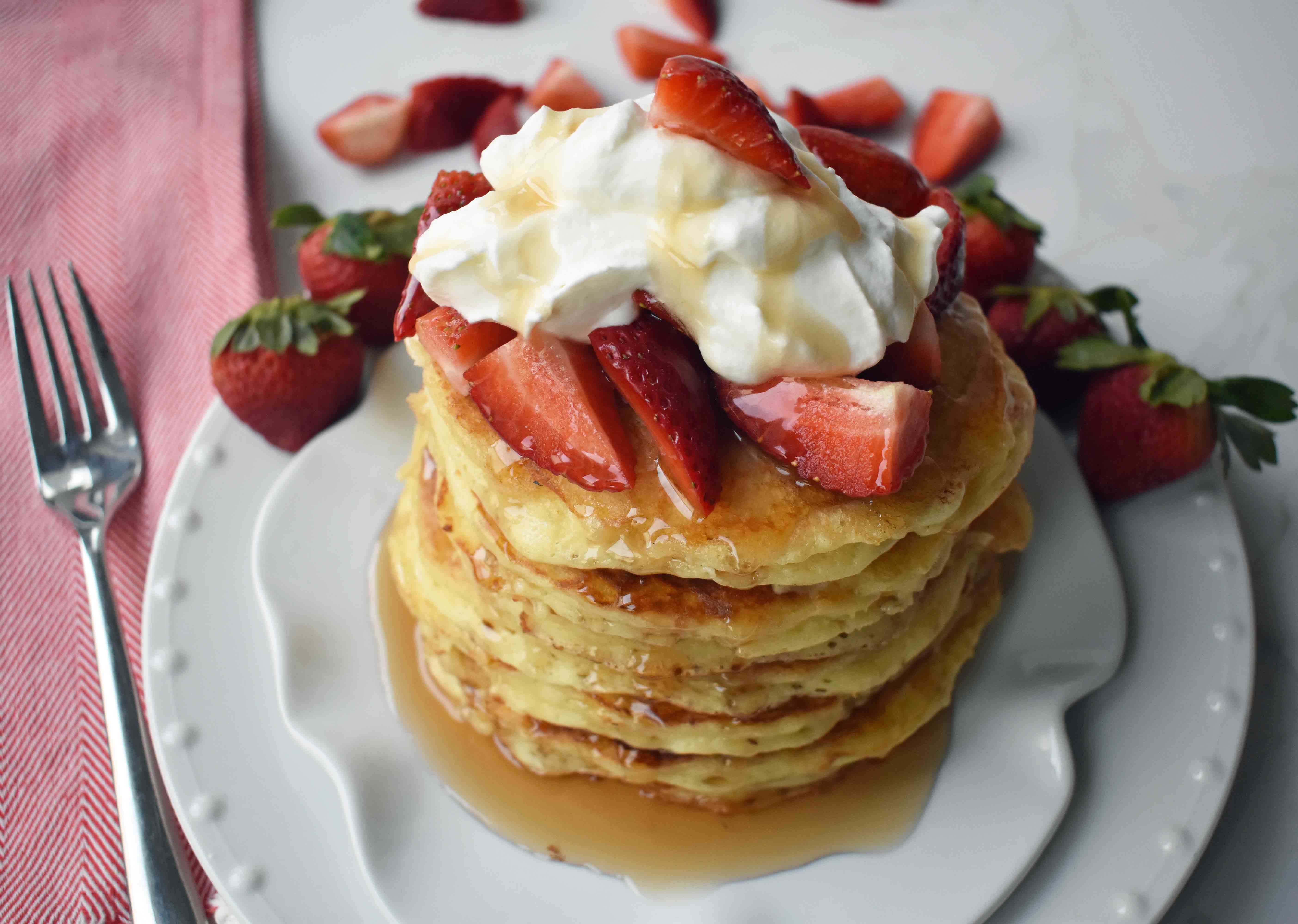 Goldie's Best Buttermilk Pancakes. Tender, soft, fluffy and buttery buttermilk pancakes. www.modernhoney.com