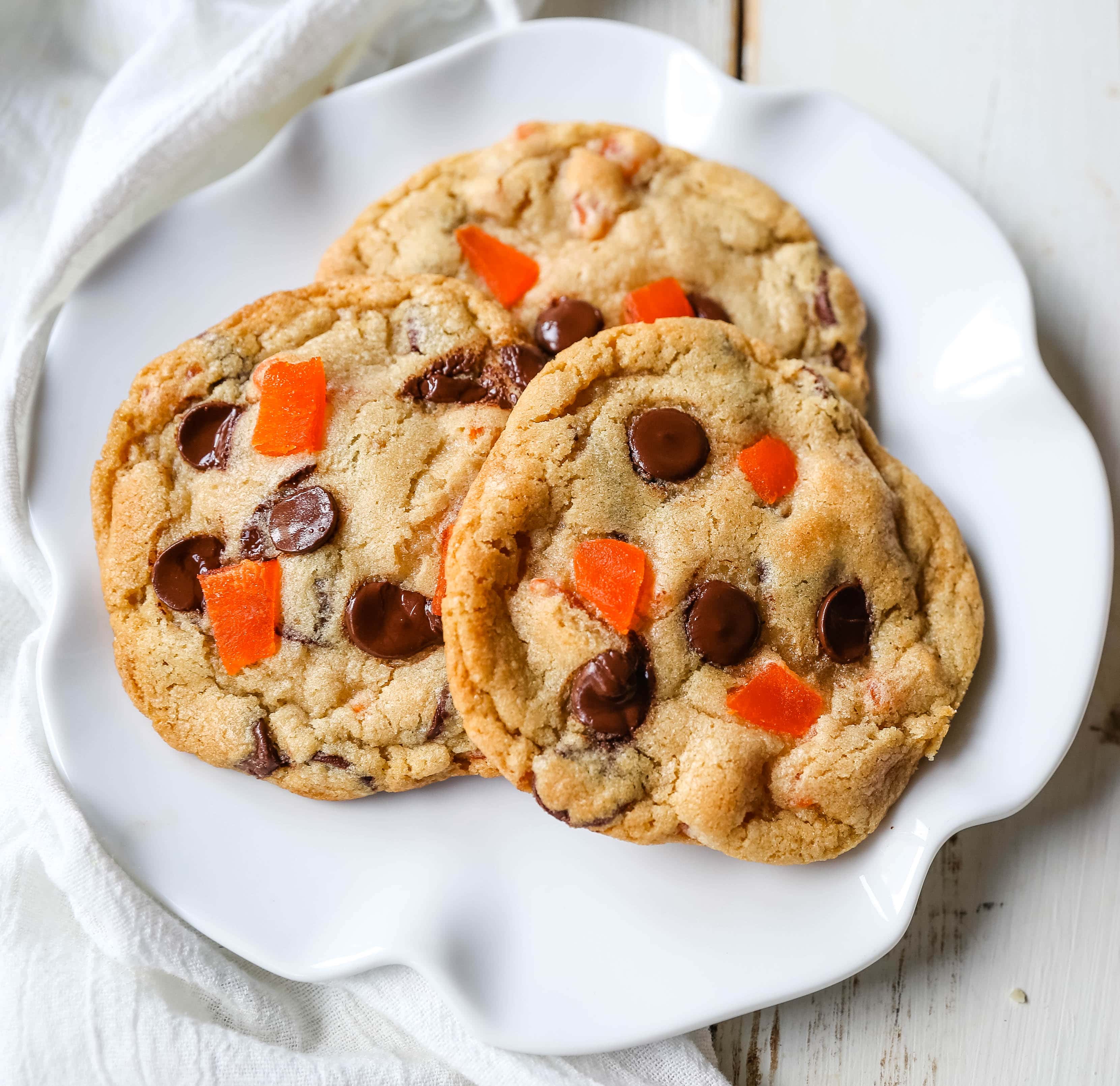 Dark Chocolate Mango Cookies  Chewy citrus cookies with dark chocolate chunks and sweet dried mango. A rich tropical cookie!