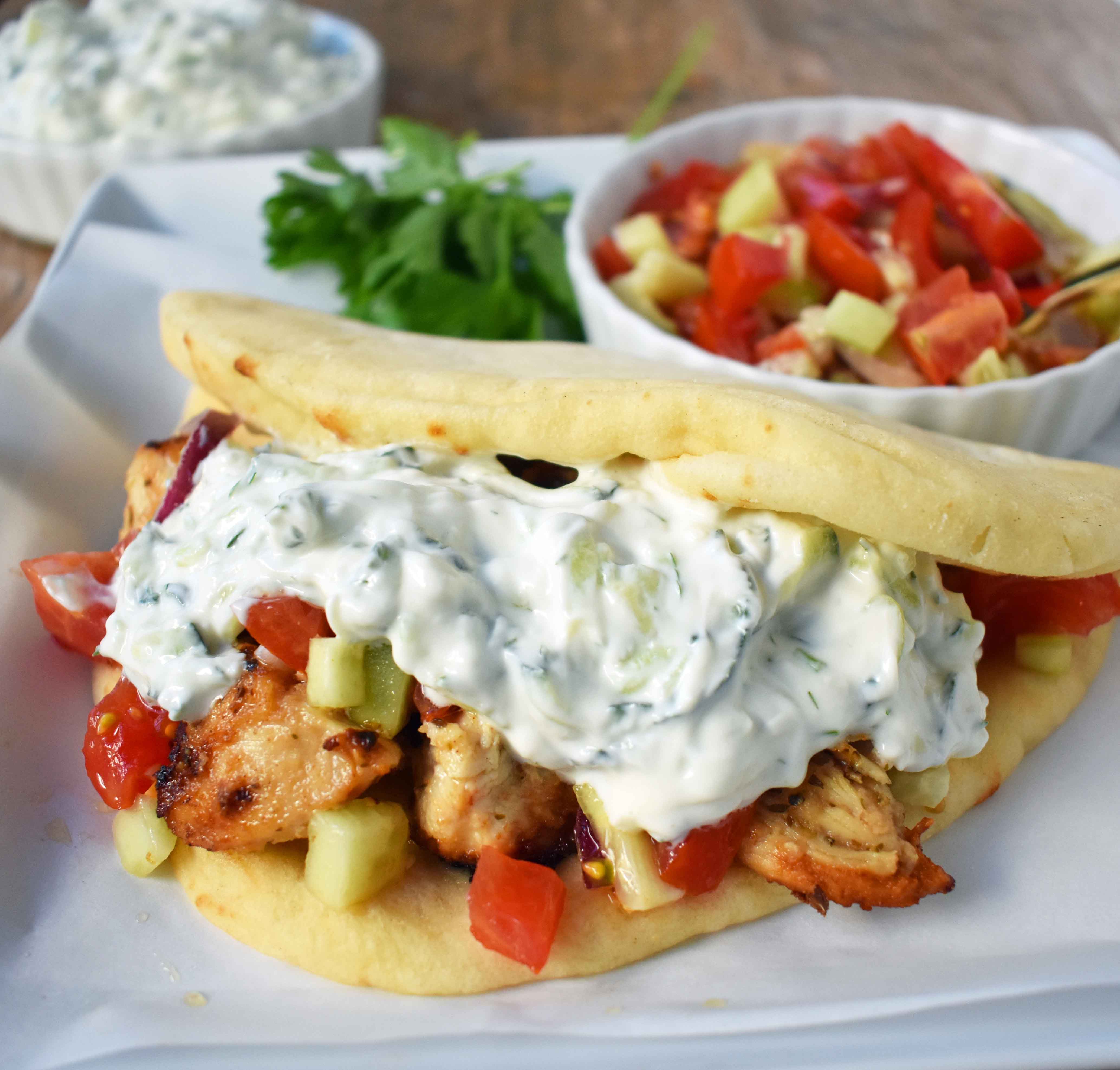 Greek Chicken Gyros With Tzatziki Sauce Modern Honey,How Long To Cook 1 Inch Pork Chops At 350