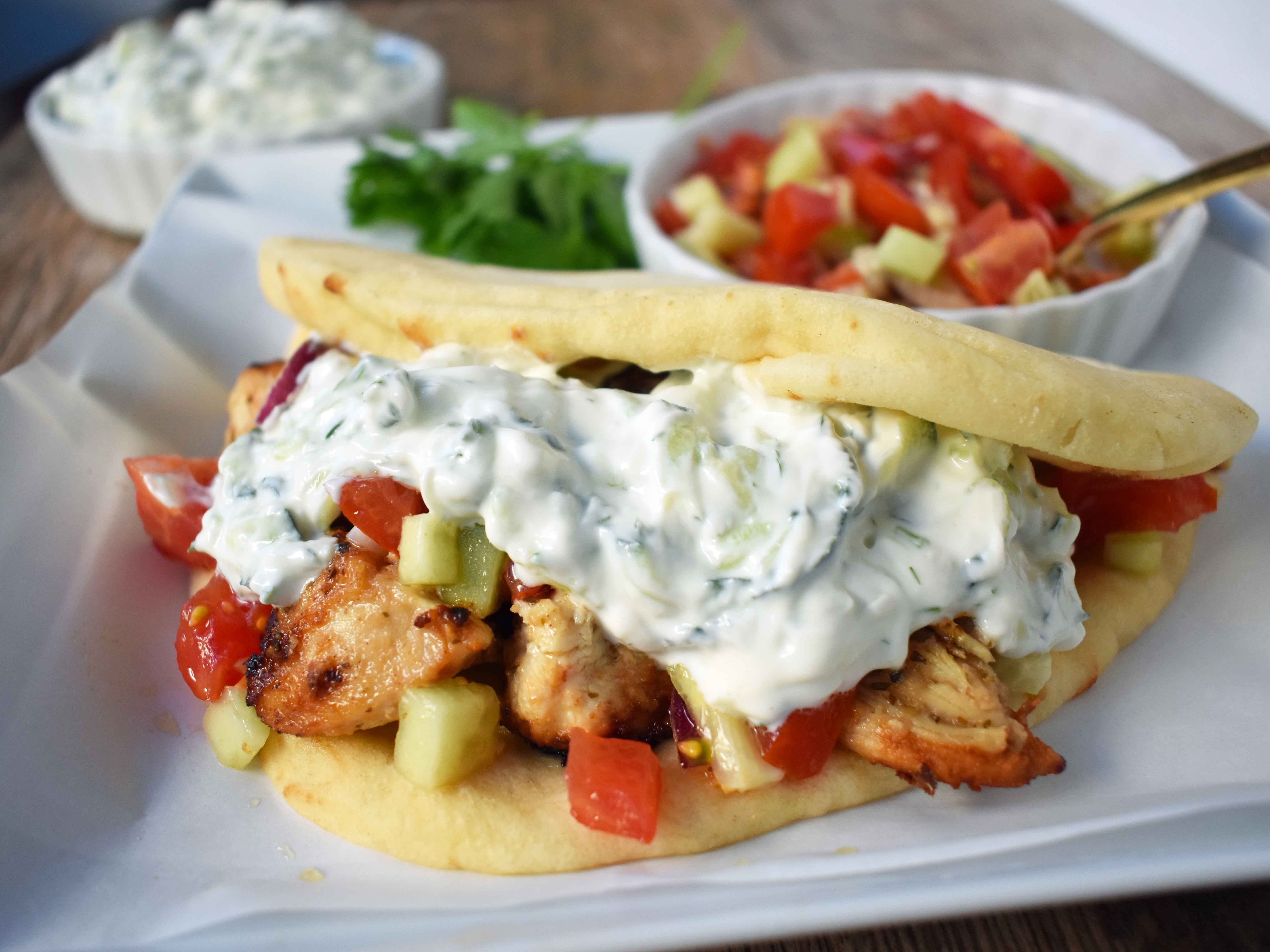 Greek Chicken Gyros with Tzatziki Sauce | Modern Honey