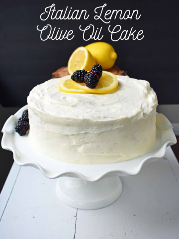 Italian Lemon Olive Oil Cake. Soft and tender moist lemon cake topped with lemon vanilla cream cheese frosting. The perfect lemon cake! www.modernhoney.com