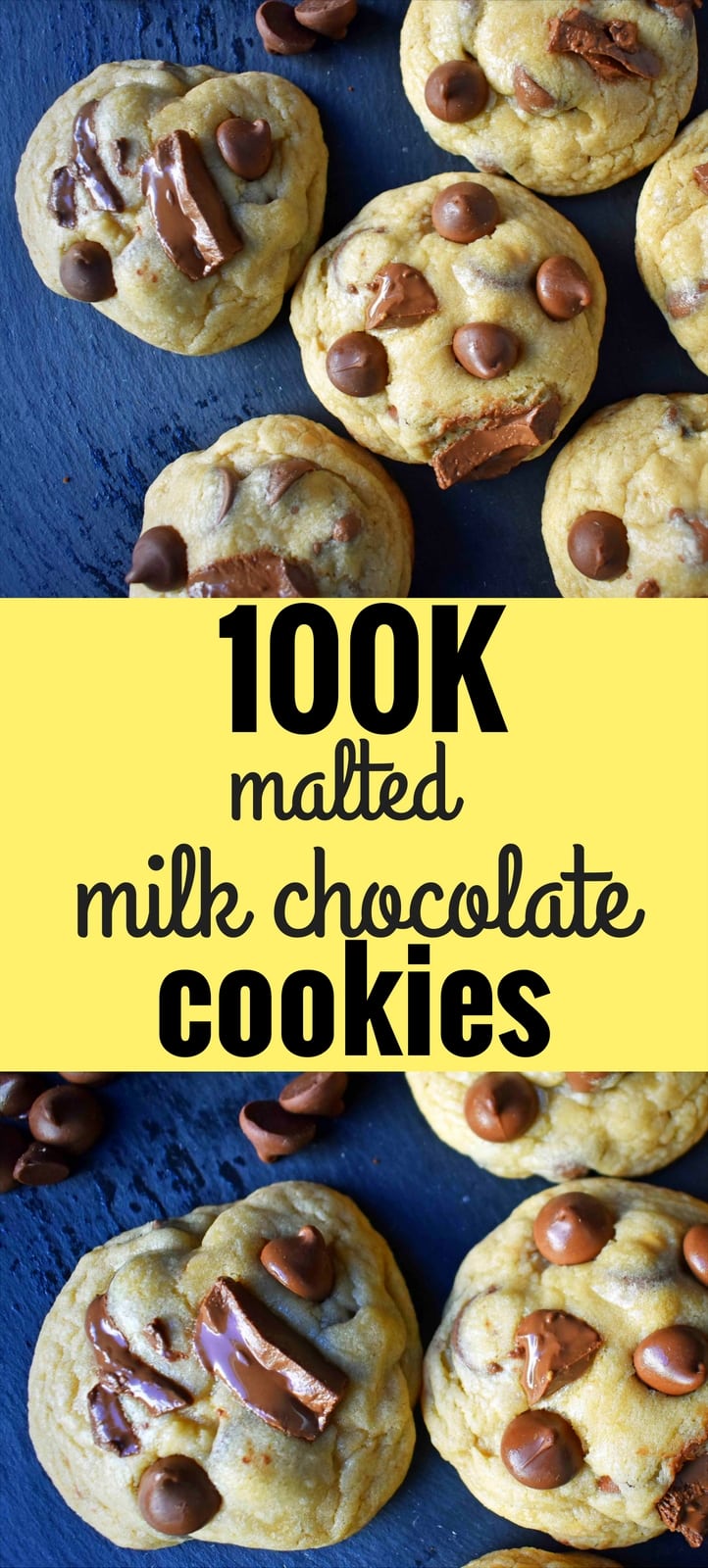 100K Malted Milk Chocolate Chip Cookies. Two unique, secret ingredients that set these cookies apart from the rest. Milk chocolate malt cookies made with vanilla malt powder and a touch of sweetened condensed milk make them the perfect chewy chocolate chip cookie. www.modernhoney.com